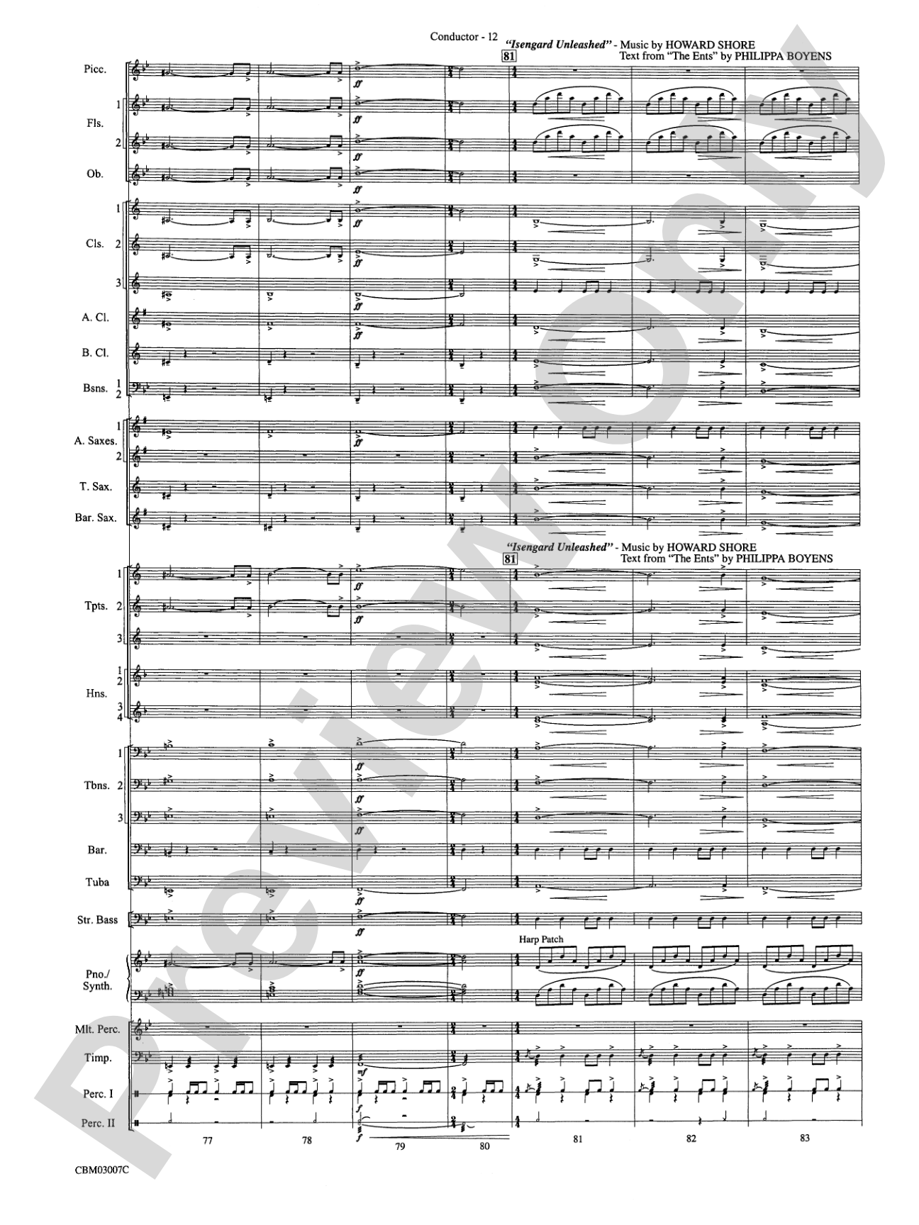 The Lord of the Rings: The Two Towers, Symphonic Suite from: Concert Band Conductor Score & Parts