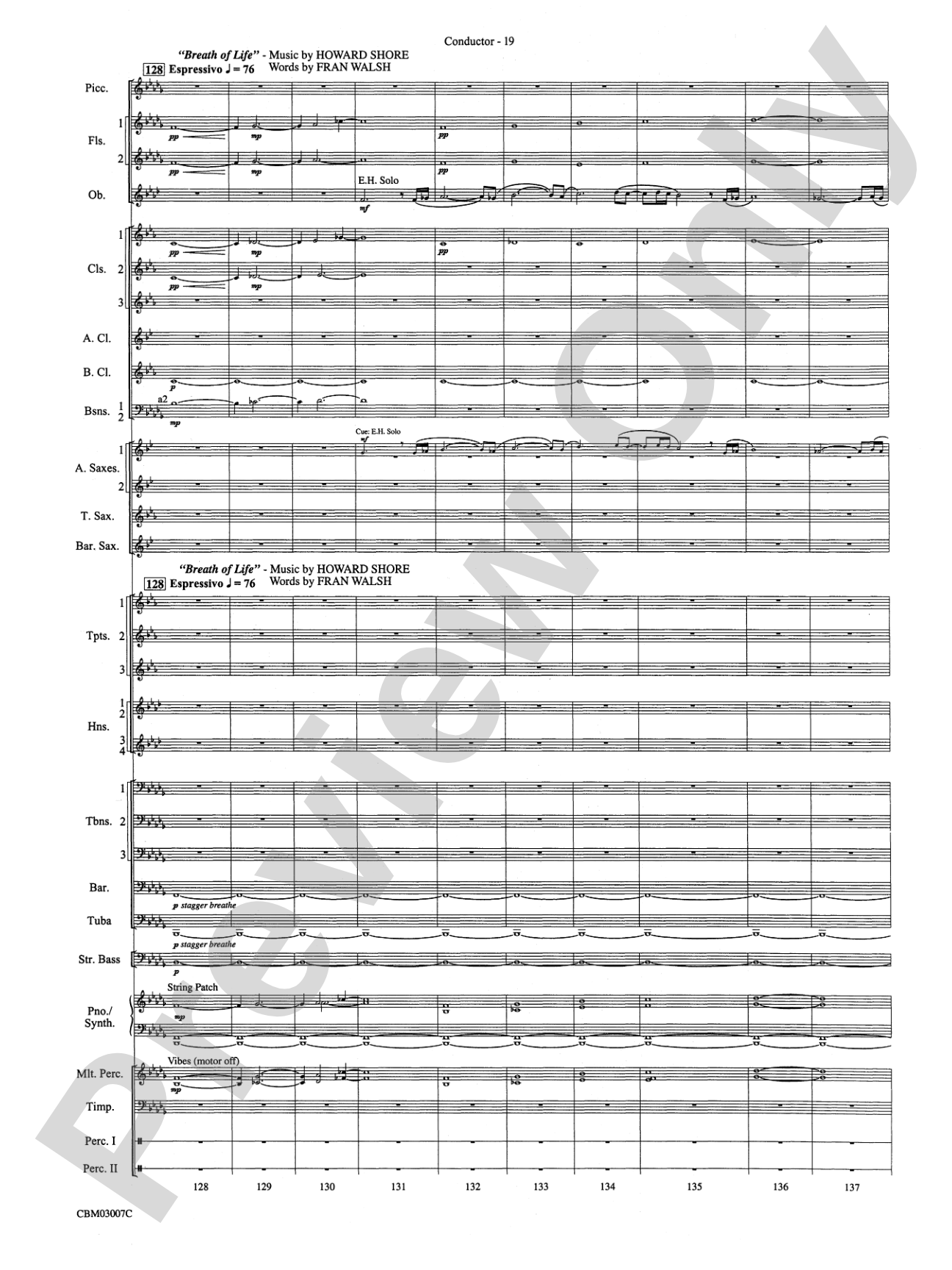 The Lord of the Rings: The Two Towers, Symphonic Suite from: Concert Band Conductor Score & Parts