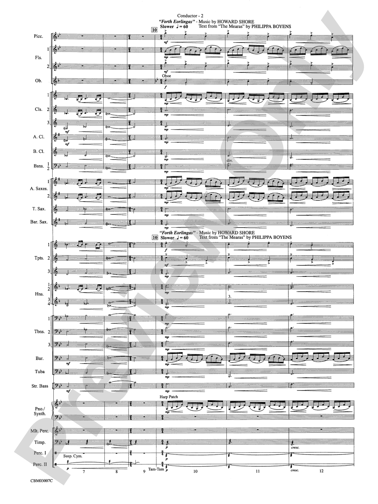 The Lord of the Rings: The Two Towers, Symphonic Suite from: Concert Band Conductor Score & Parts