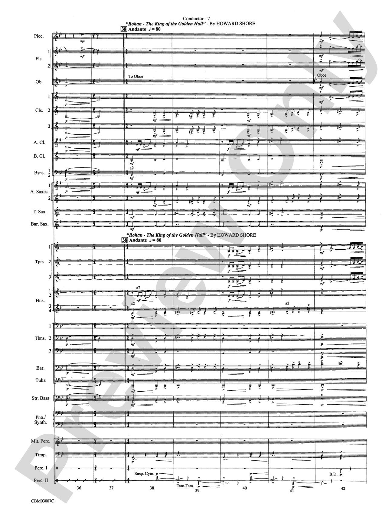 The Lord of the Rings: The Two Towers, Symphonic Suite from: Concert Band Conductor Score & Parts