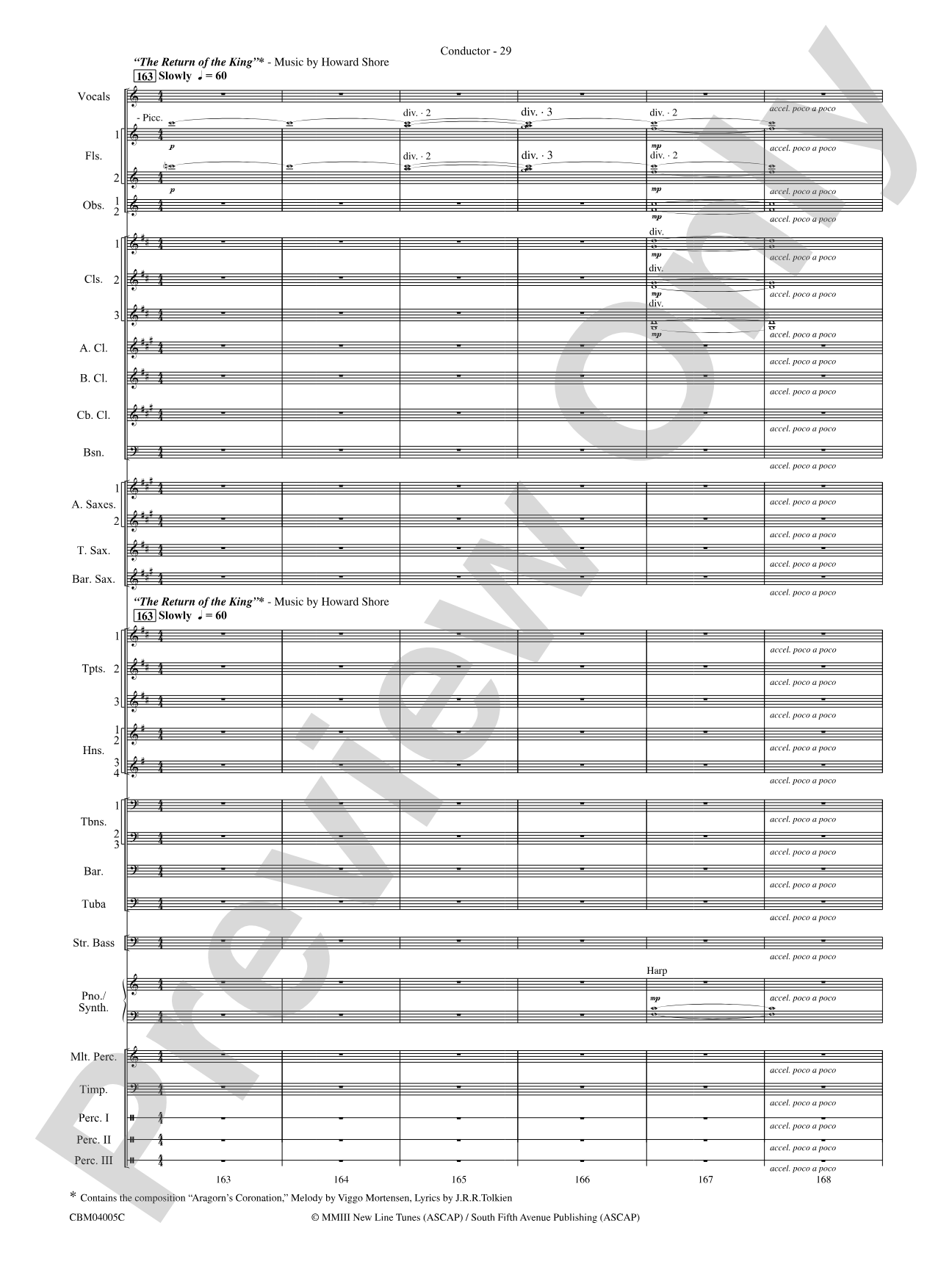The Lord of the Rings: The Return of the King, Symphonic Suite from: Concert Band Conductor Score & Parts