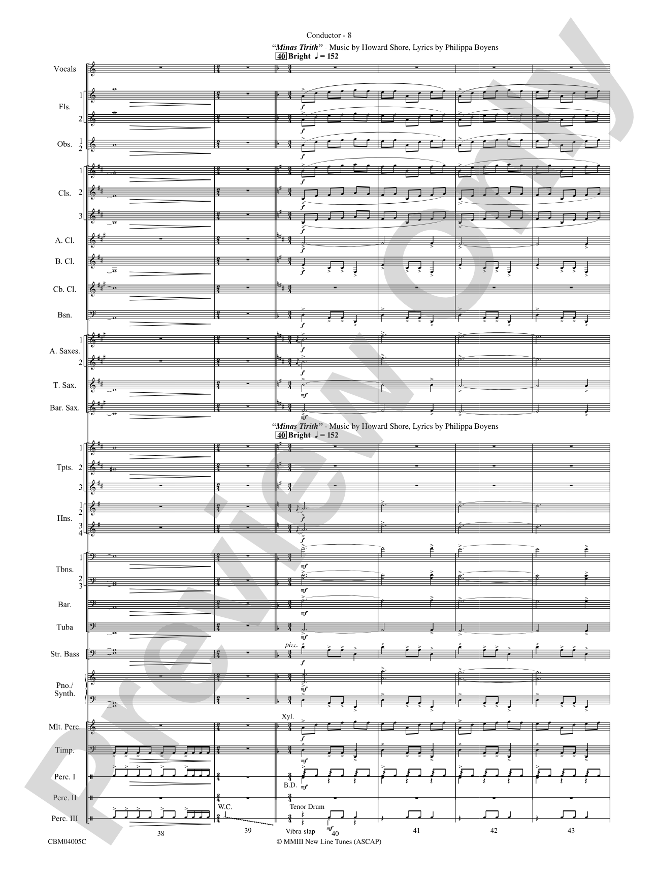 The Lord of the Rings: The Return of the King, Symphonic Suite from: Concert Band Conductor Score & Parts