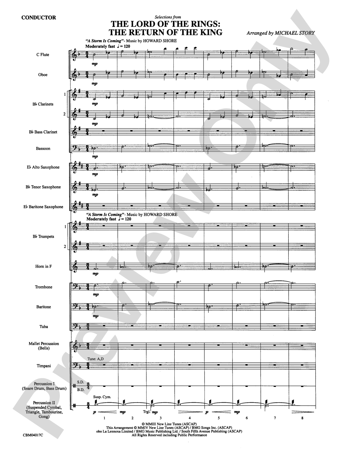 The Lord of the Rings: The Return of the King, Selections from: Concert Band Conductor Score & Parts