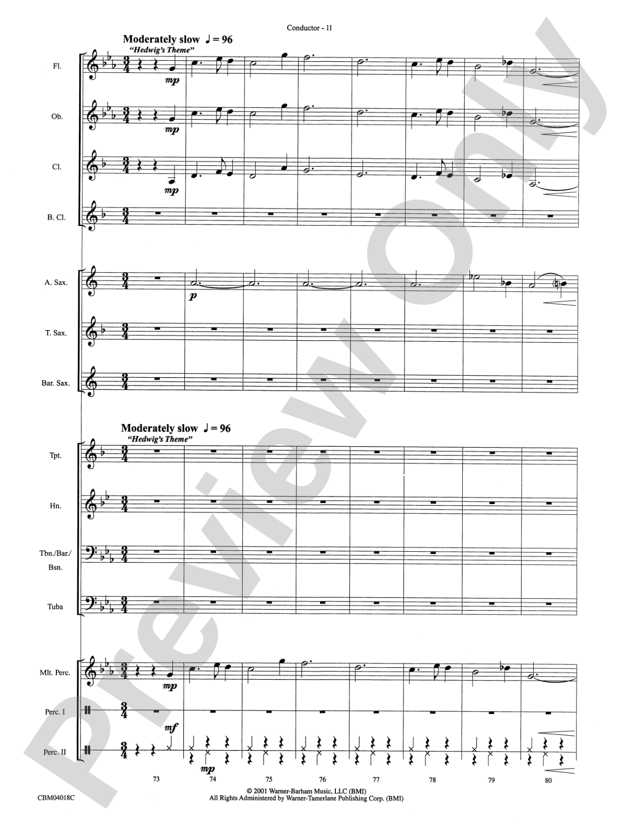 Harry Potter and the Prisoner of Azkaban, More Themes from: Concert Band Conductor Score & Parts