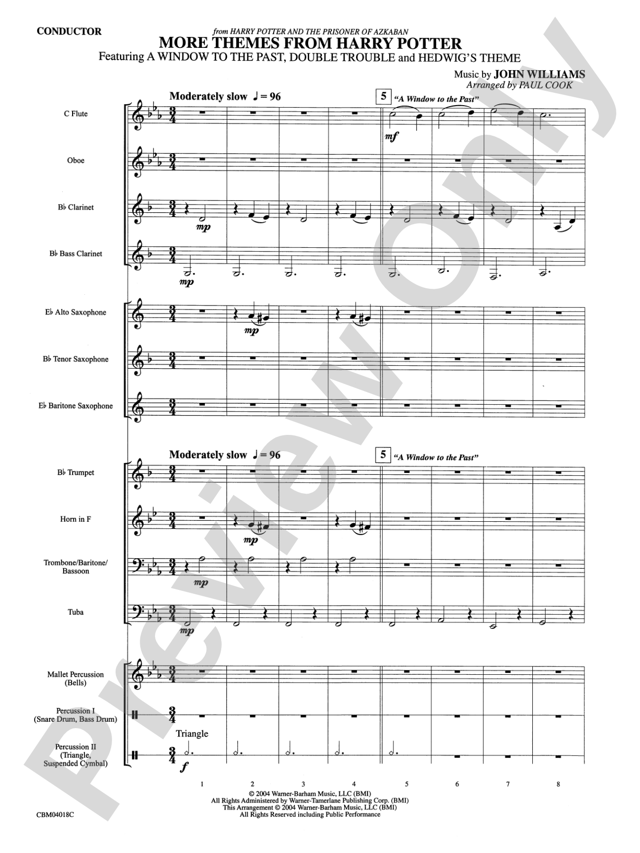 Harry Potter and the Prisoner of Azkaban, More Themes from: Concert Band Conductor Score & Parts