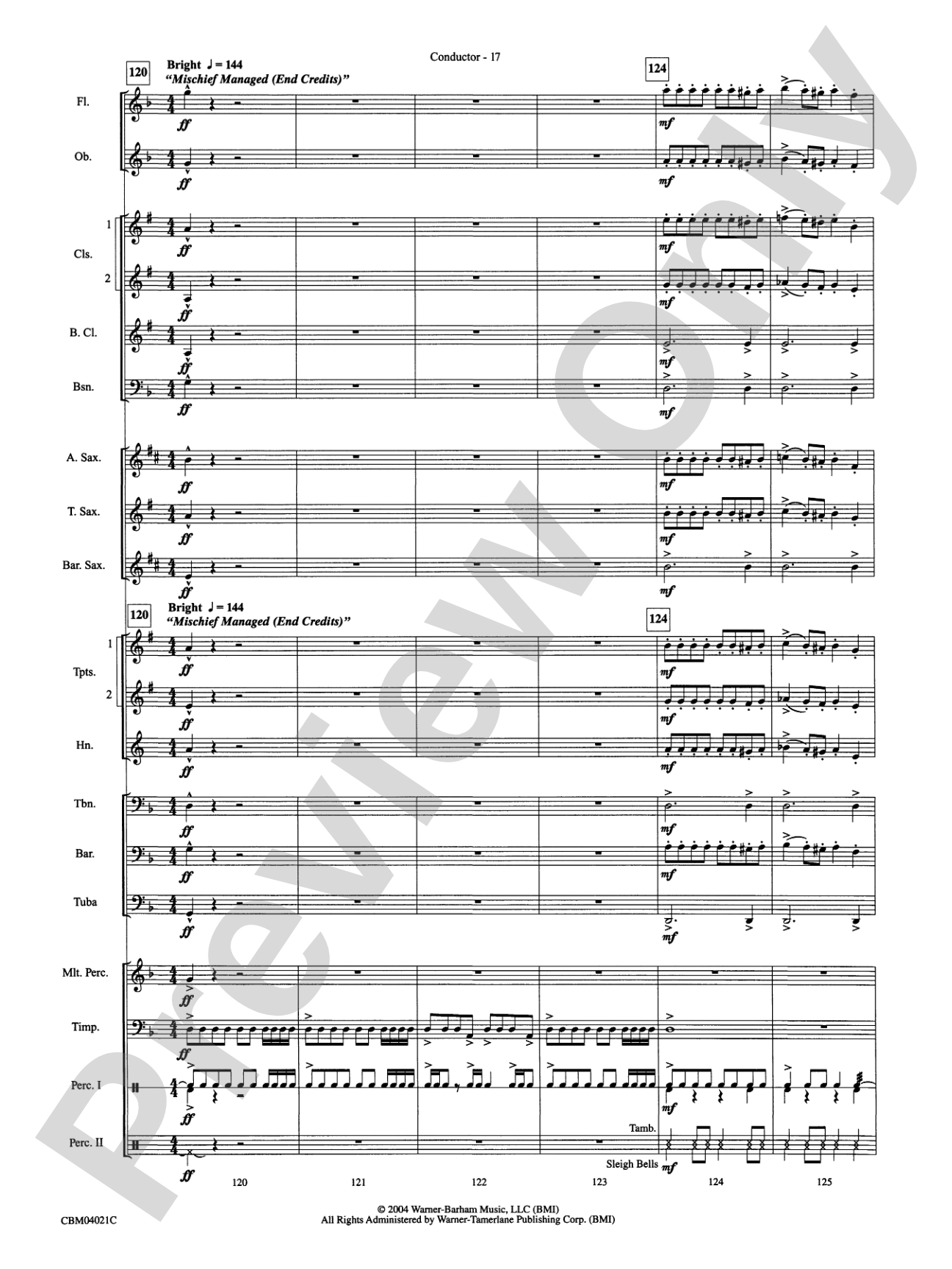 Harry Potter and the Prisoner of Azkaban, Selections from: Concert Band Conductor Score & Parts