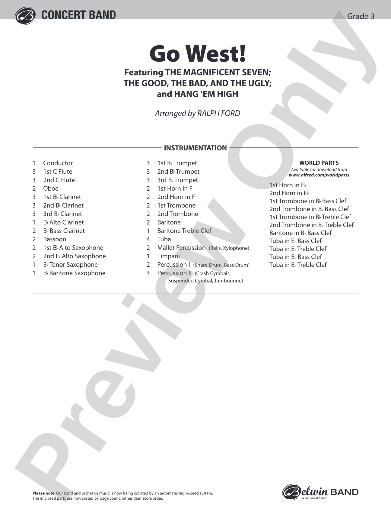 Go West!: Concert Band Conductor Score & Parts