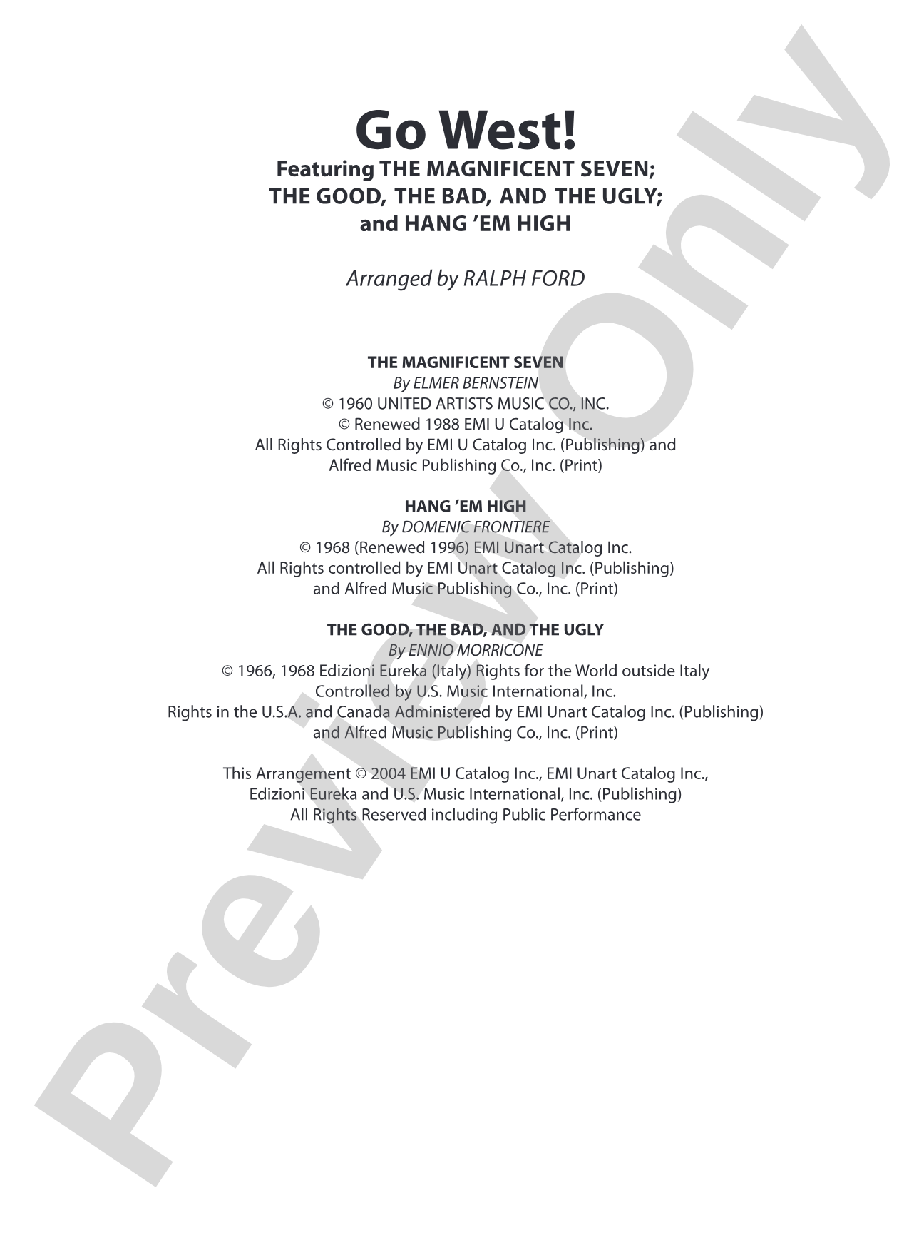 Go West!: Concert Band Conductor Score & Parts