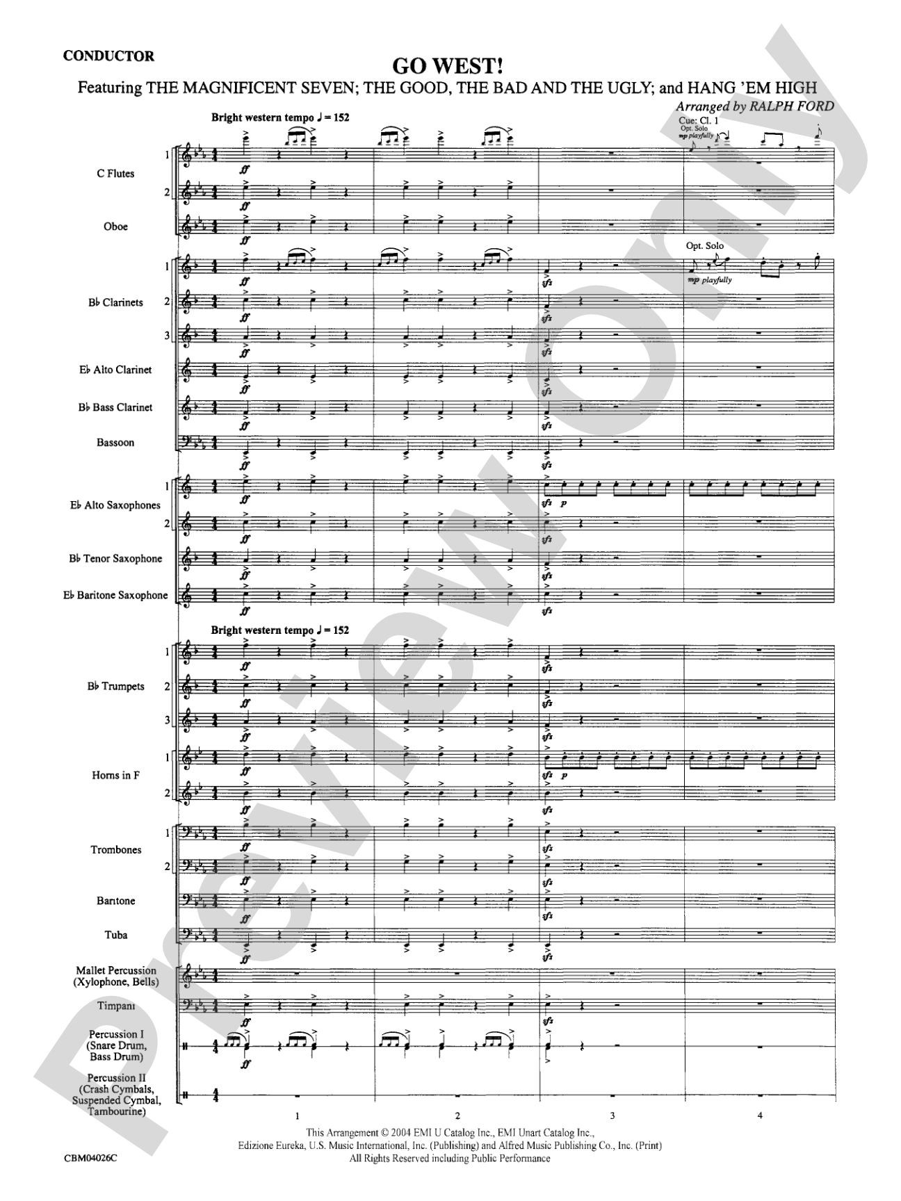 Go West!: Concert Band Conductor Score & Parts