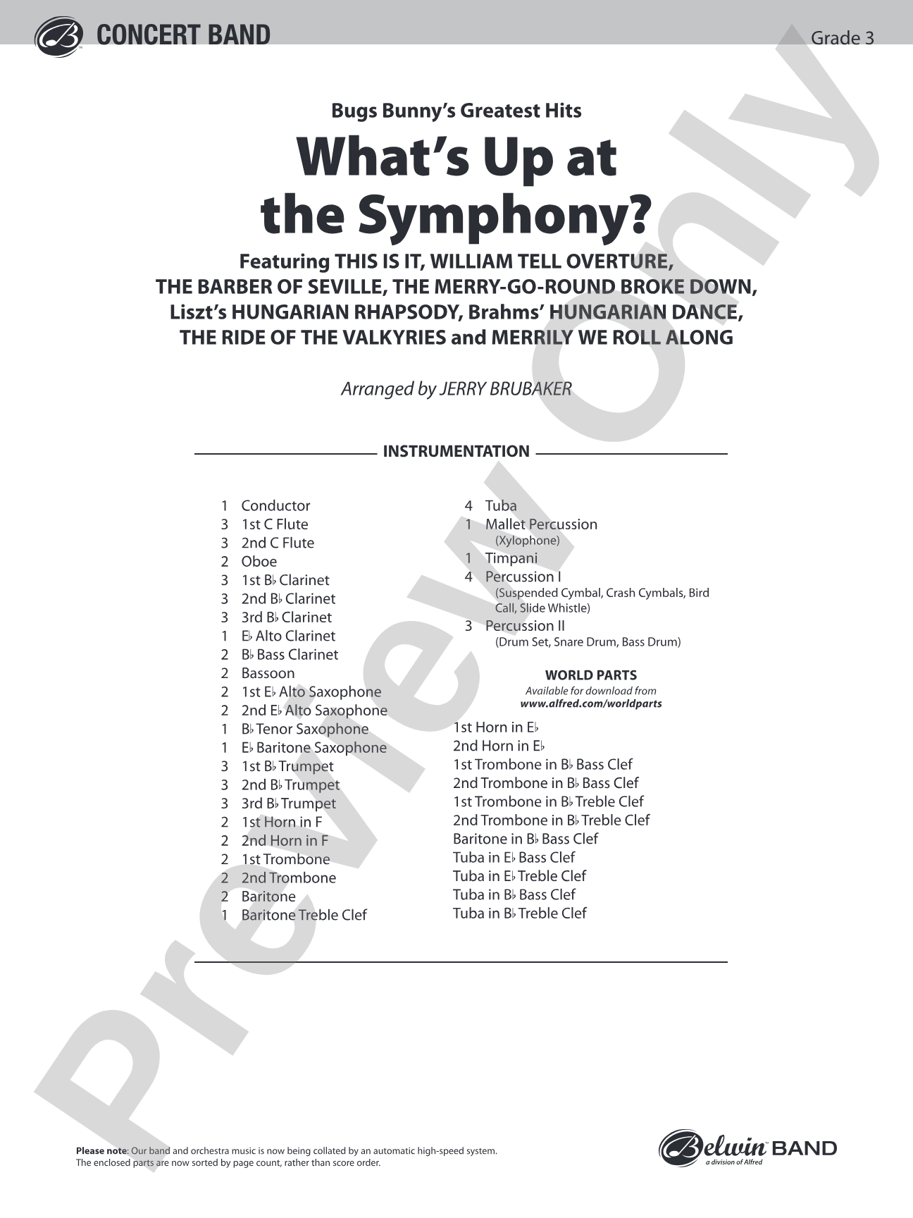 What's Up at the Symphony? Bugs Bunny's Greatest Hits (Medley): Concert Band Conductor Score & Parts