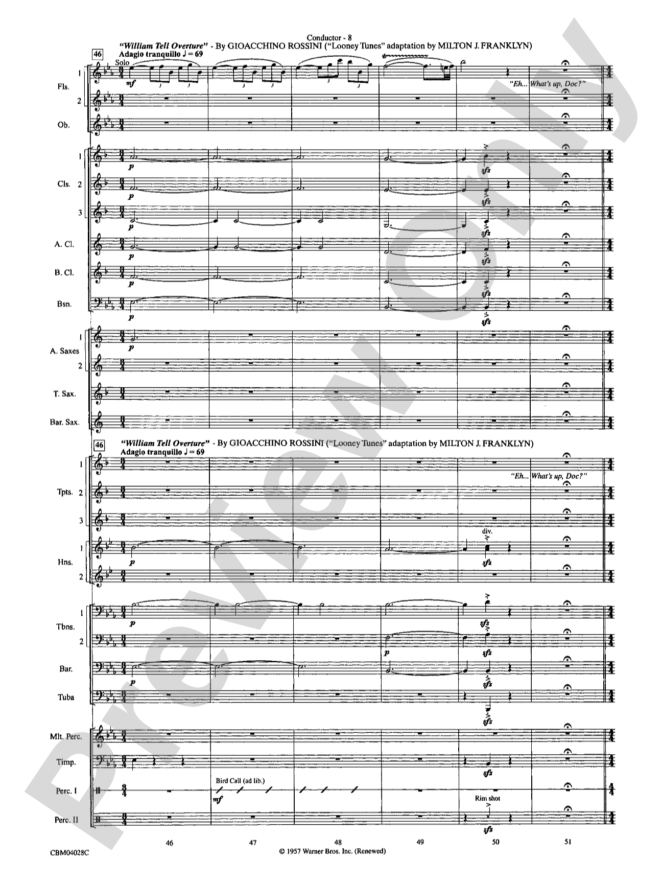 What's Up at the Symphony? Bugs Bunny's Greatest Hits (Medley): Concert Band Conductor Score & Parts