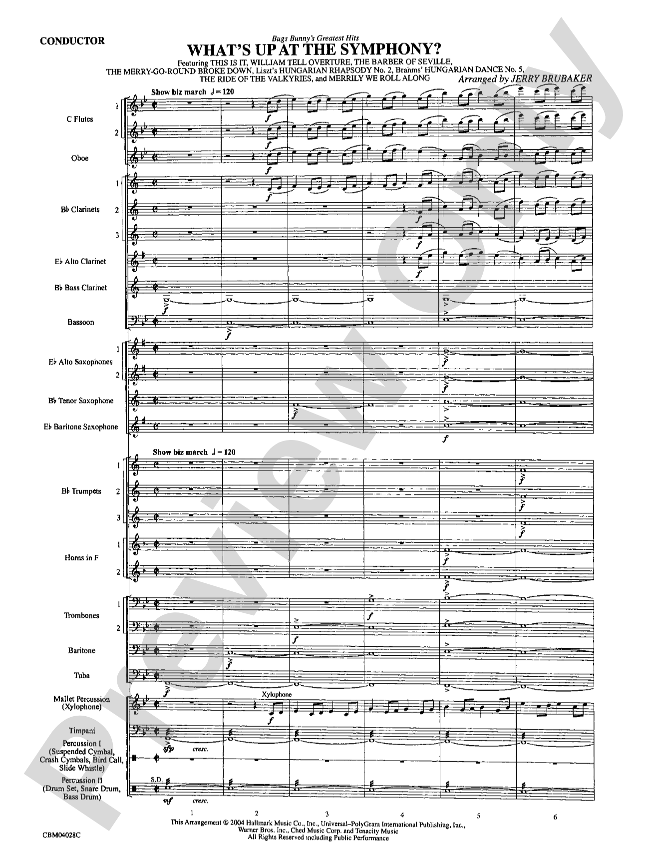 What's Up at the Symphony? Bugs Bunny's Greatest Hits (Medley): Concert Band Conductor Score & Parts