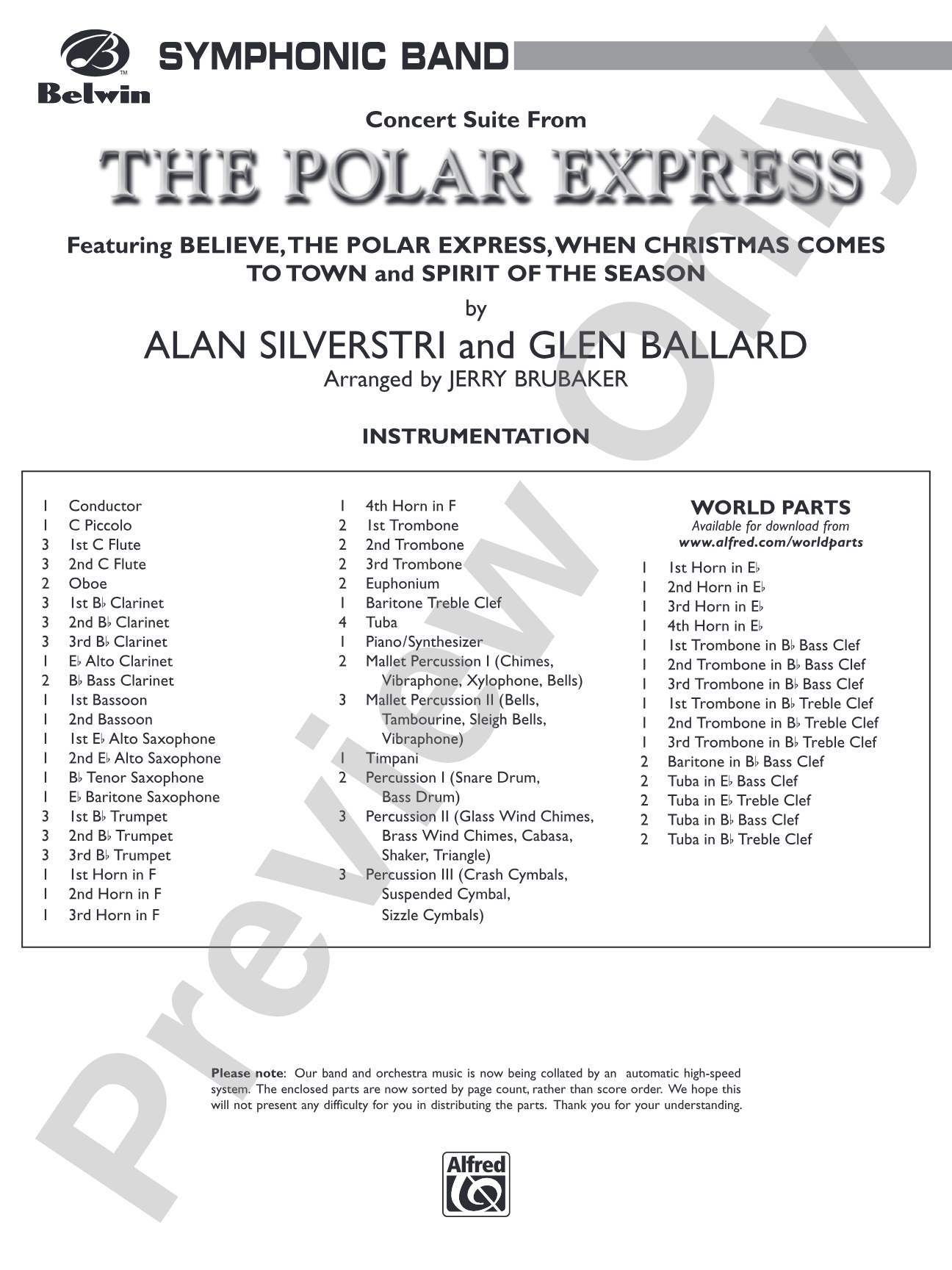 The Polar Express, Concert Suite from: Concert Band Conductor Score & Parts