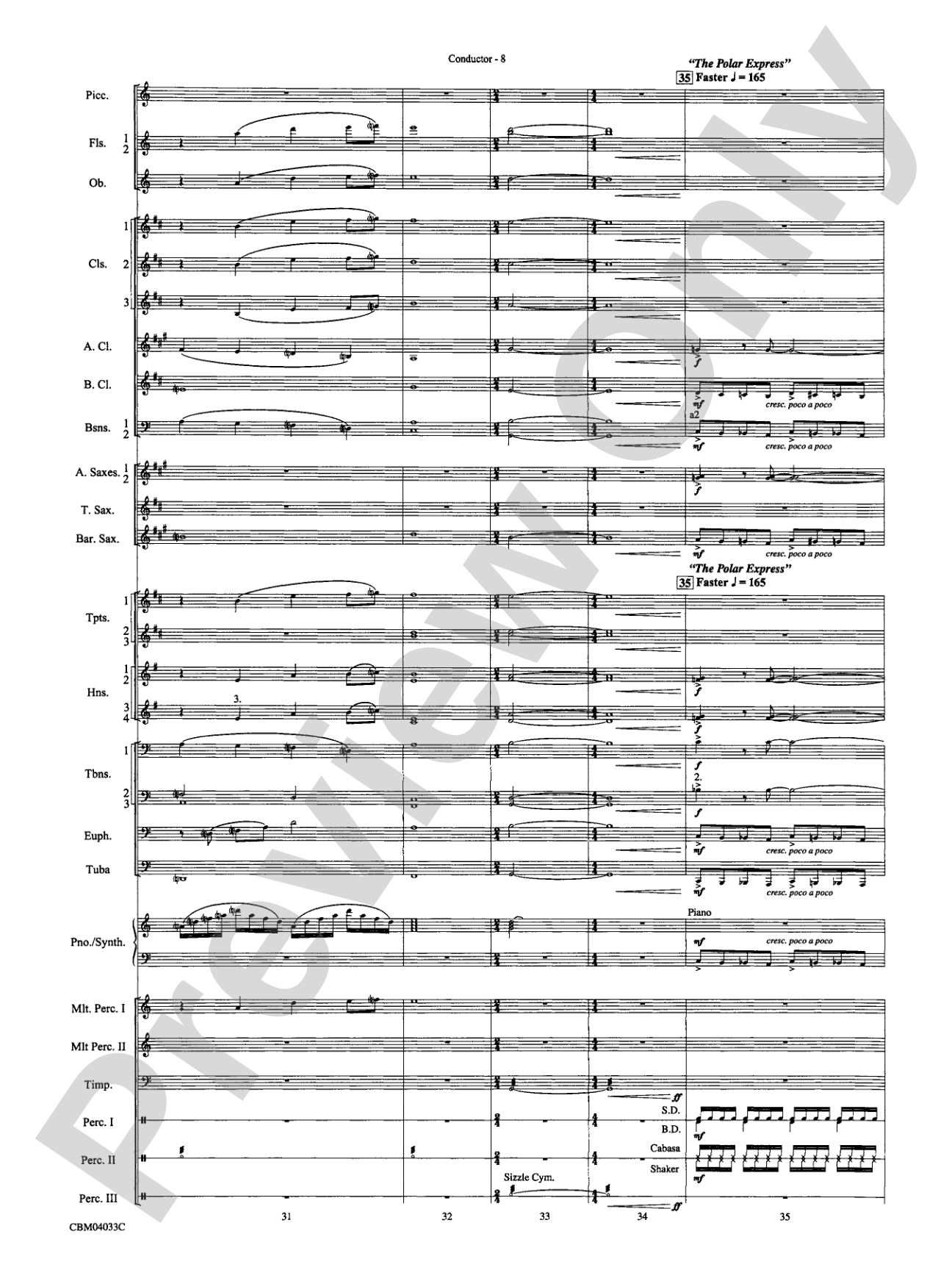 The Polar Express, Concert Suite from: Concert Band Conductor Score & Parts