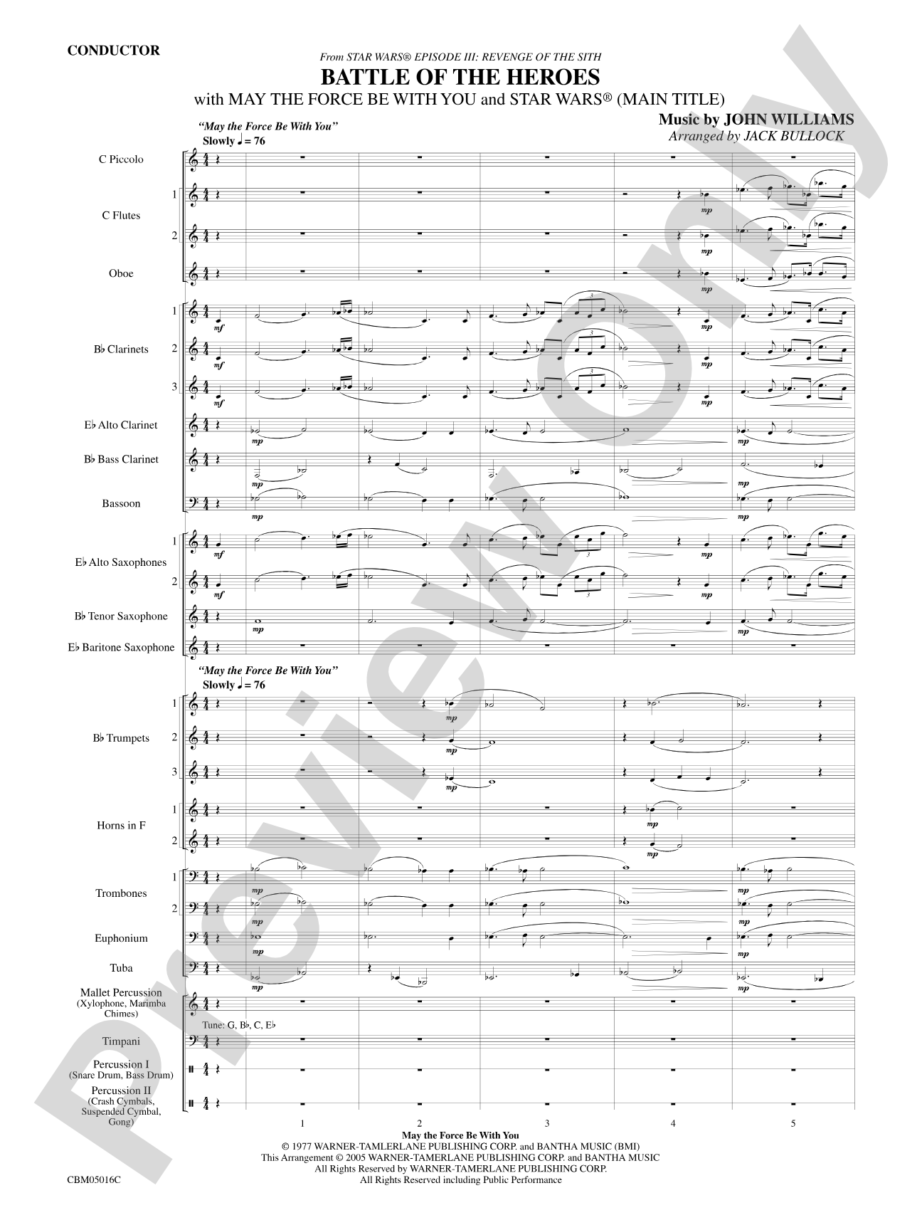 The Battle of the Heroes (from Star Wars®: Episode III Revenge of the Sith): Concert Band Conductor Score & Parts