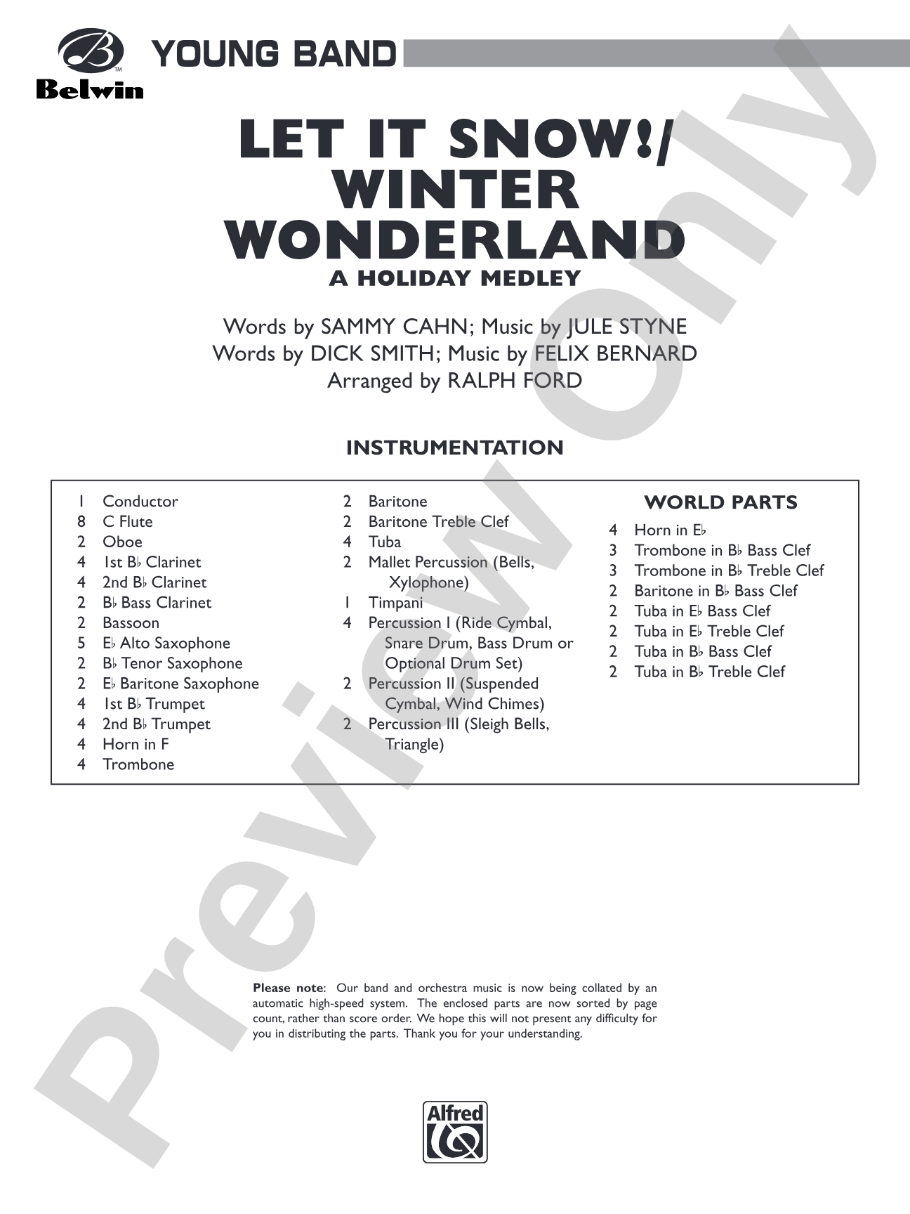 Let It Snow! / Winter Wonderland: Concert Band Conductor Score & Parts