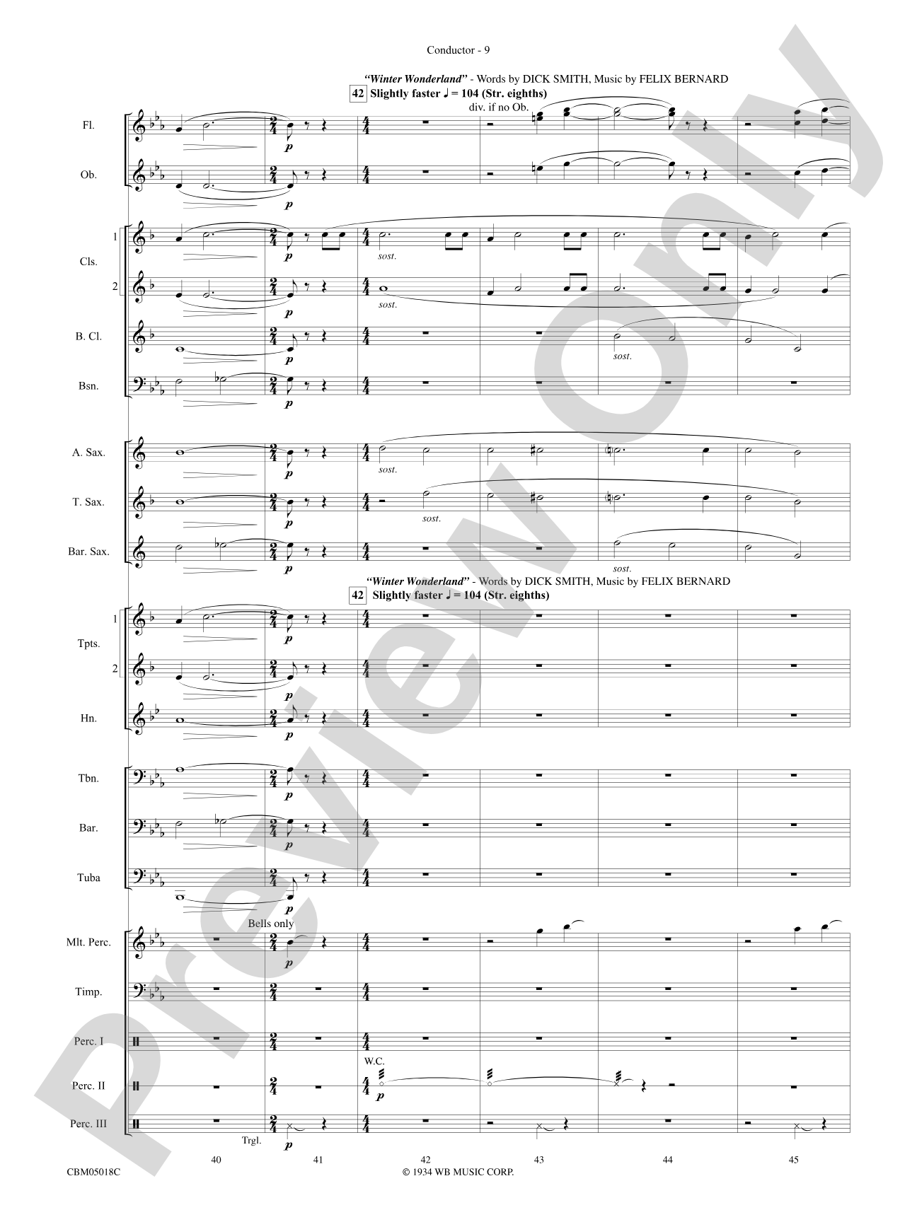 Let It Snow! / Winter Wonderland: Concert Band Conductor Score & Parts
