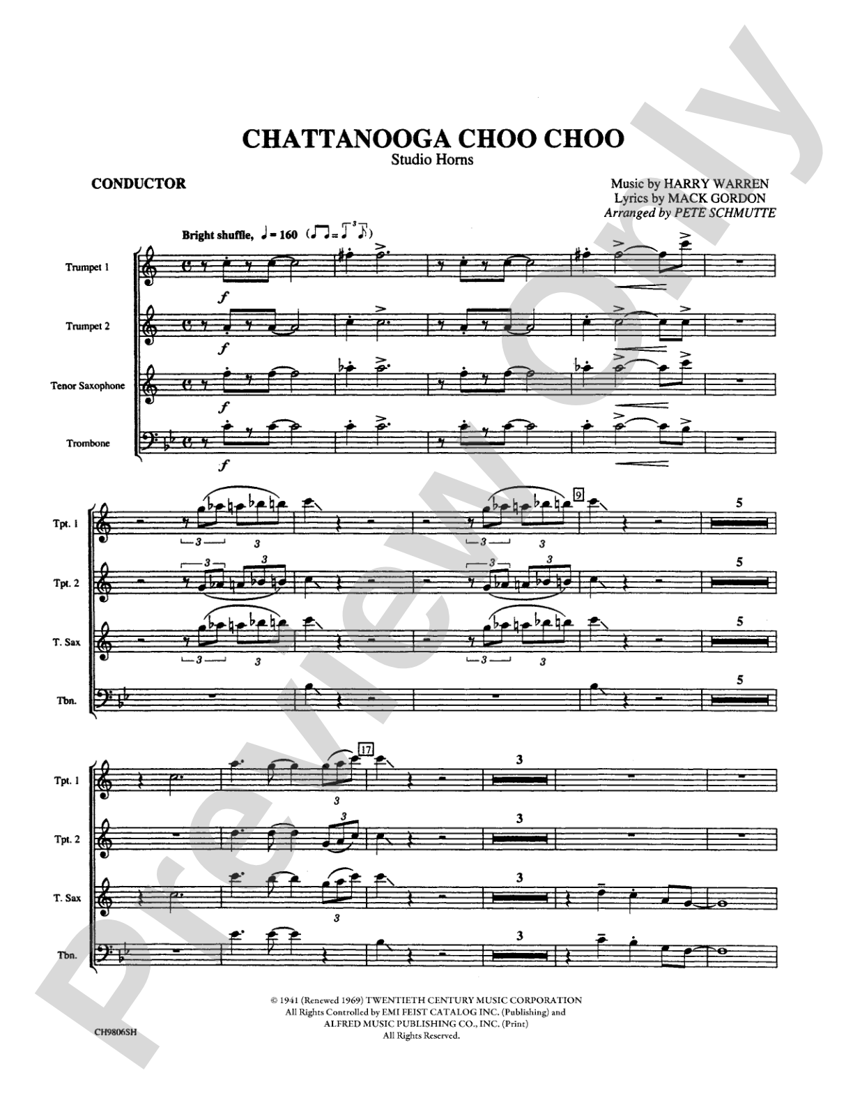 Chattanooga Choo Choo: Choral Instrumental Parts