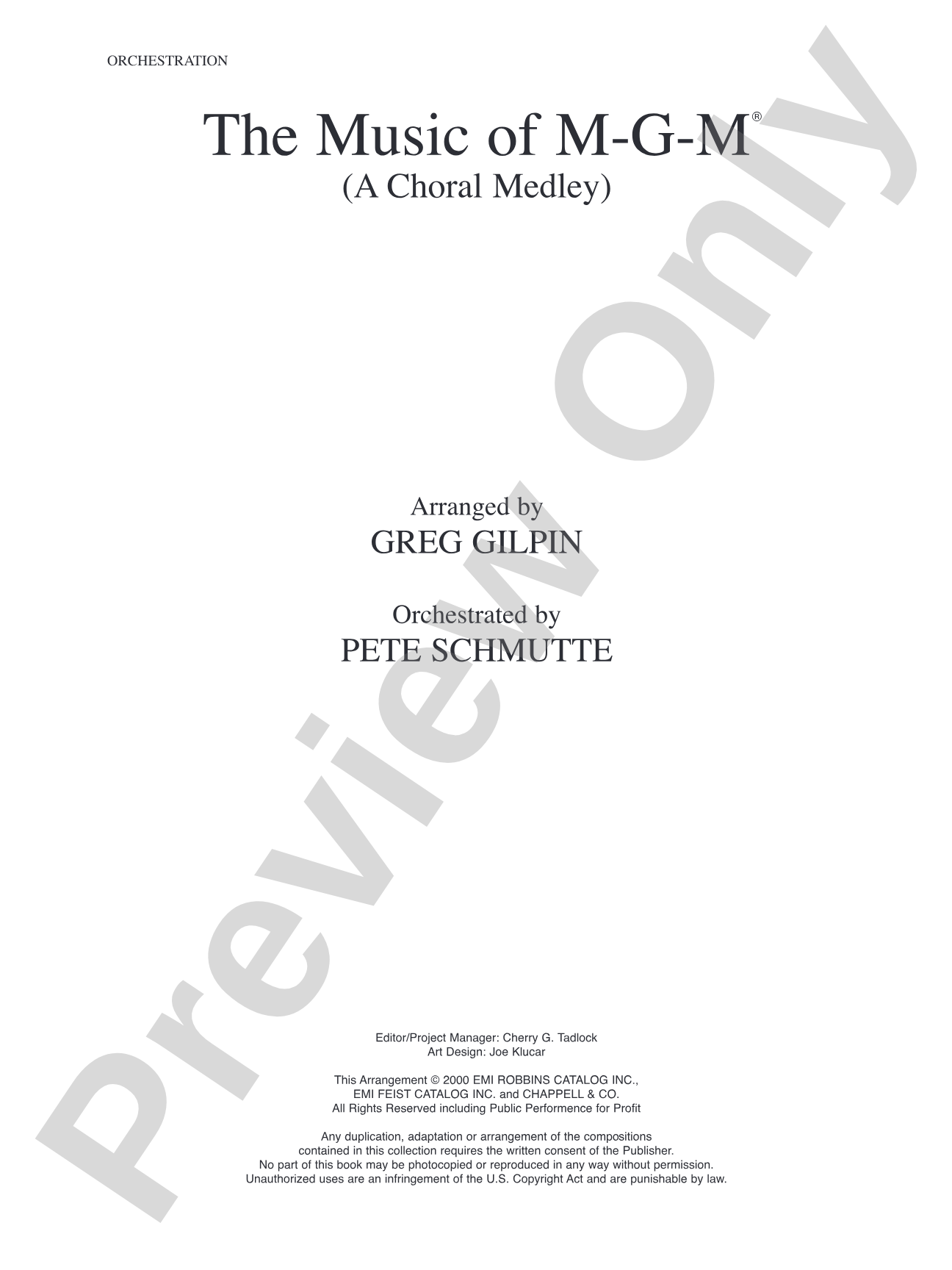 The Music of M-G-M (A Choral Medley): Score