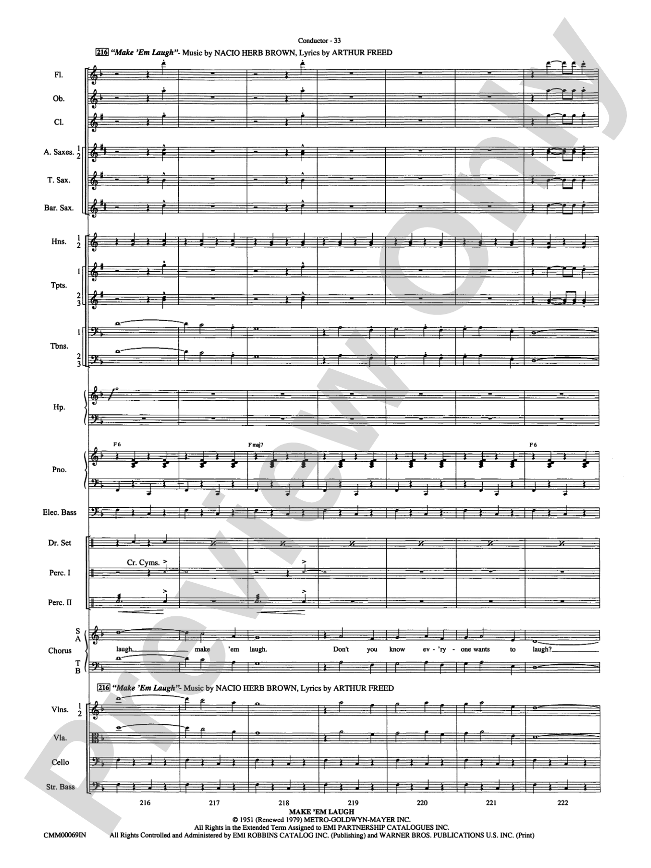 The Music of M-G-M (A Choral Medley): Score