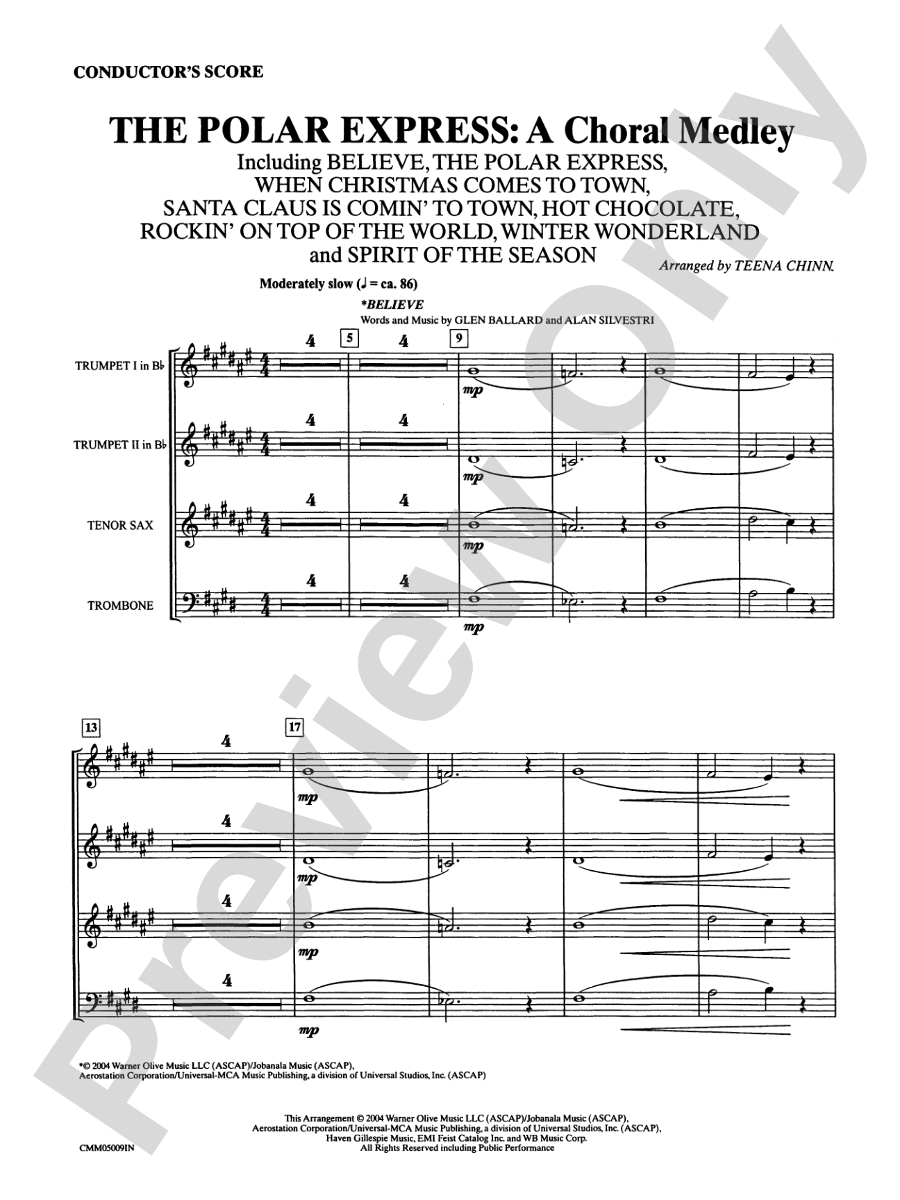 The Polar Express: A Choral Medley: Choral Instrumental Parts