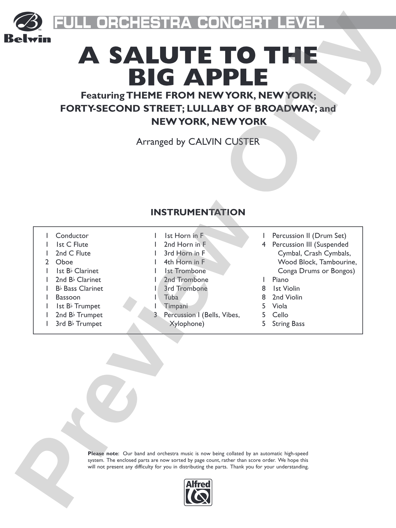 A Salute to the Big Apple: Full Orchestra Conductor Score & Parts