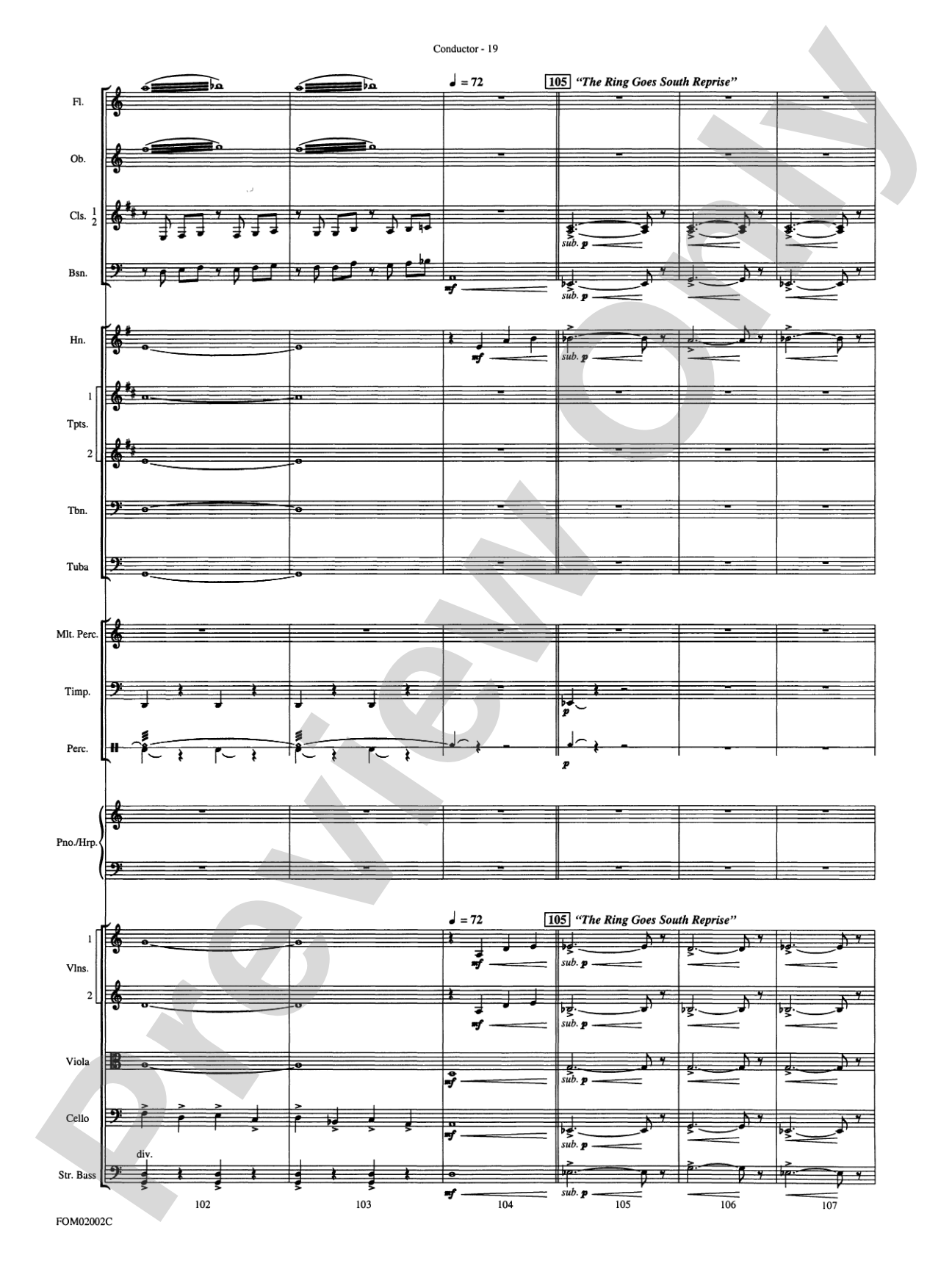 The Lord of the Rings: The Fellowship of the Ring: Full Orchestra Conductor Score & Parts