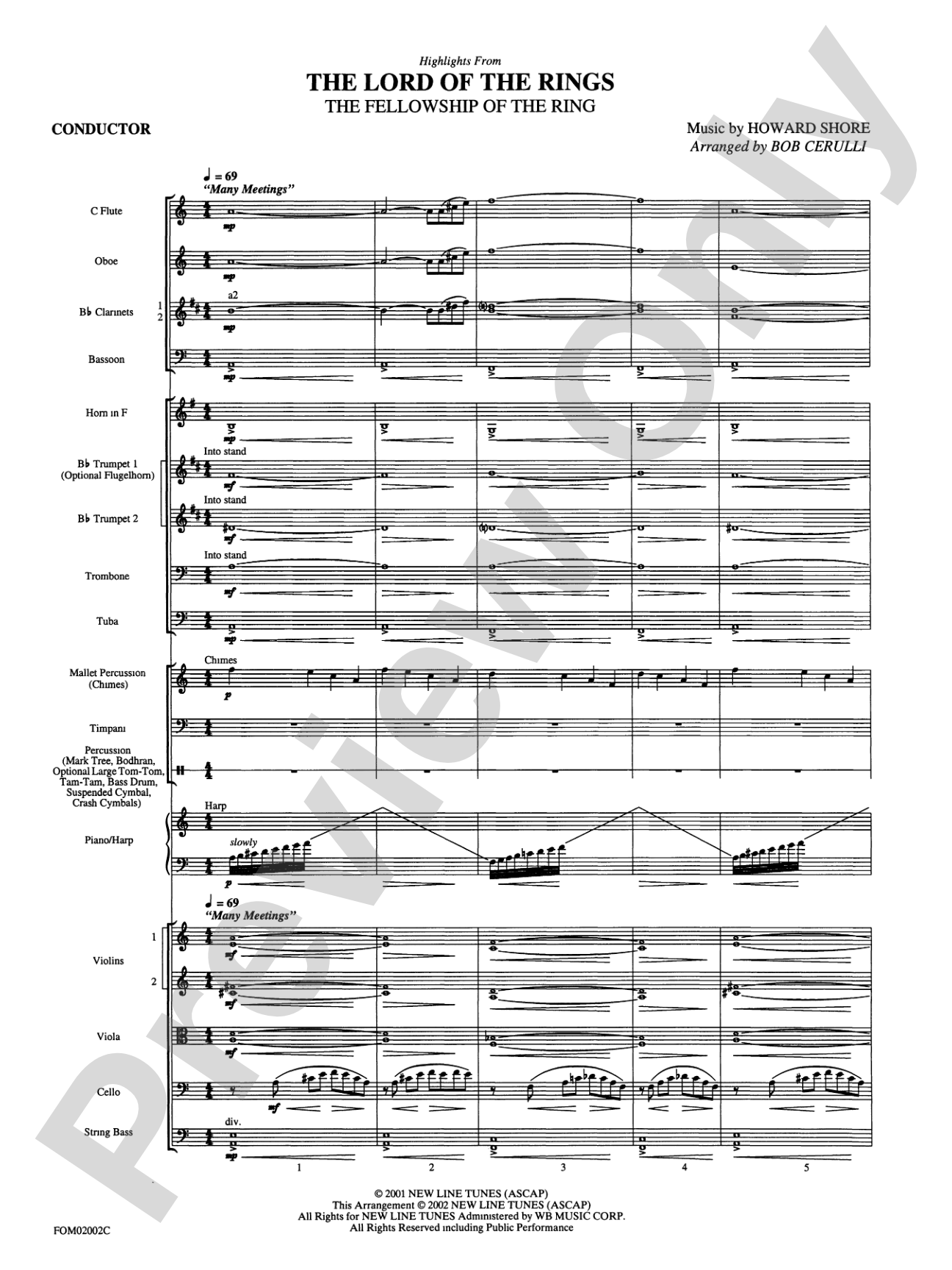 The Lord of the Rings: The Fellowship of the Ring: Full Orchestra Conductor Score & Parts