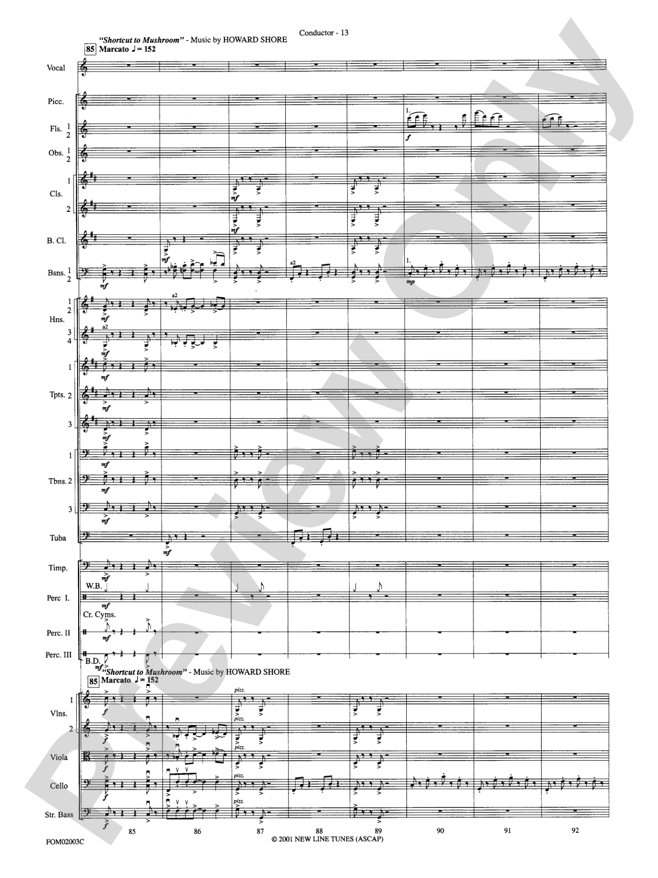 The Lord of the Rings: The Fellowship of the Ring, Symphonic Suite from: Full Orchestra Conductor Score & Parts