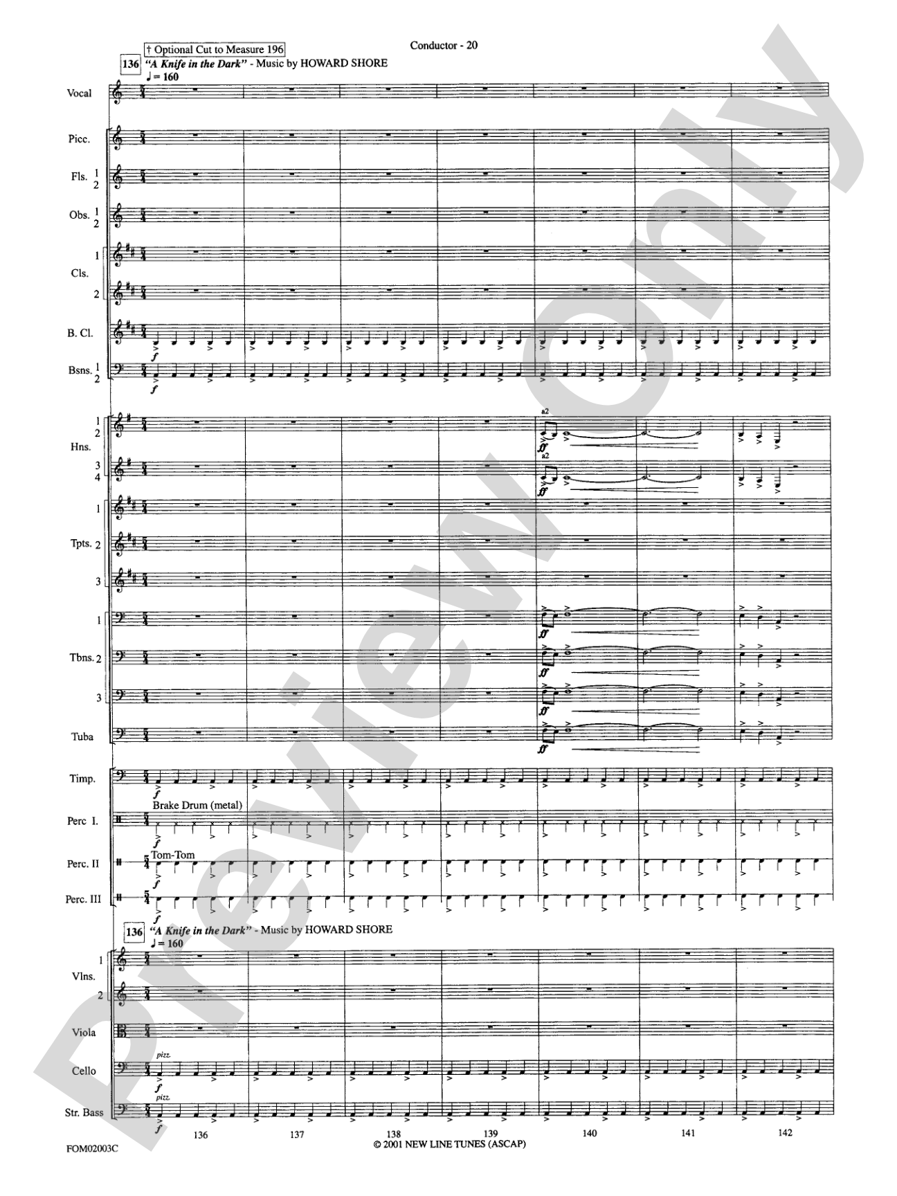 The Lord of the Rings: The Fellowship of the Ring, Symphonic Suite from: Full Orchestra Conductor Score & Parts