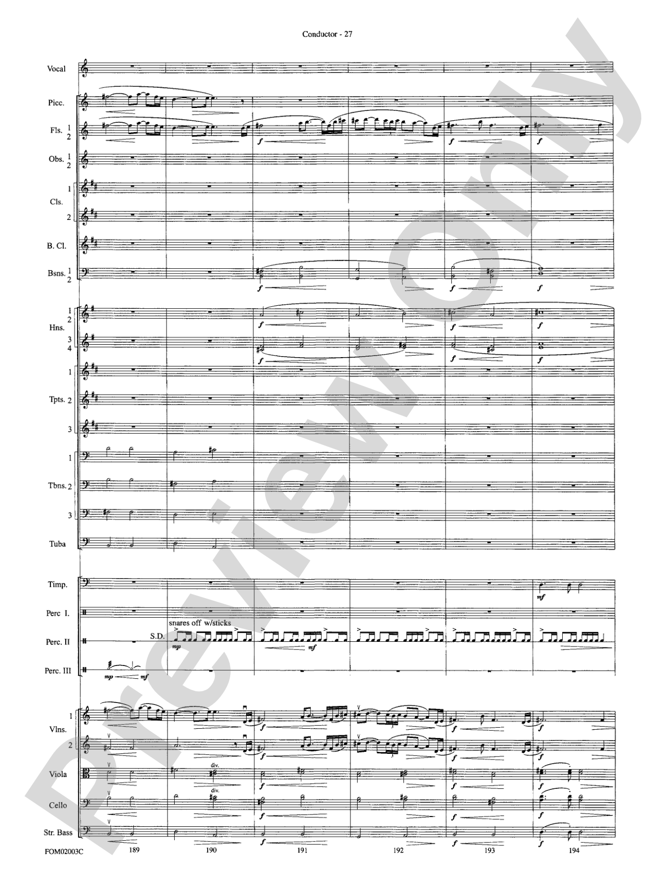 The Lord of the Rings: The Fellowship of the Ring, Symphonic Suite from: Full Orchestra Conductor Score & Parts