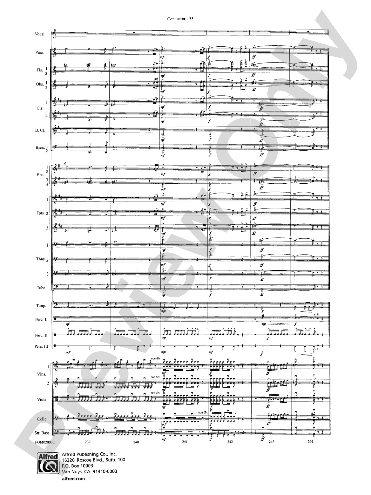The Lord of the Rings: The Fellowship of the Ring, Symphonic Suite from: Full Orchestra Conductor Score & Parts