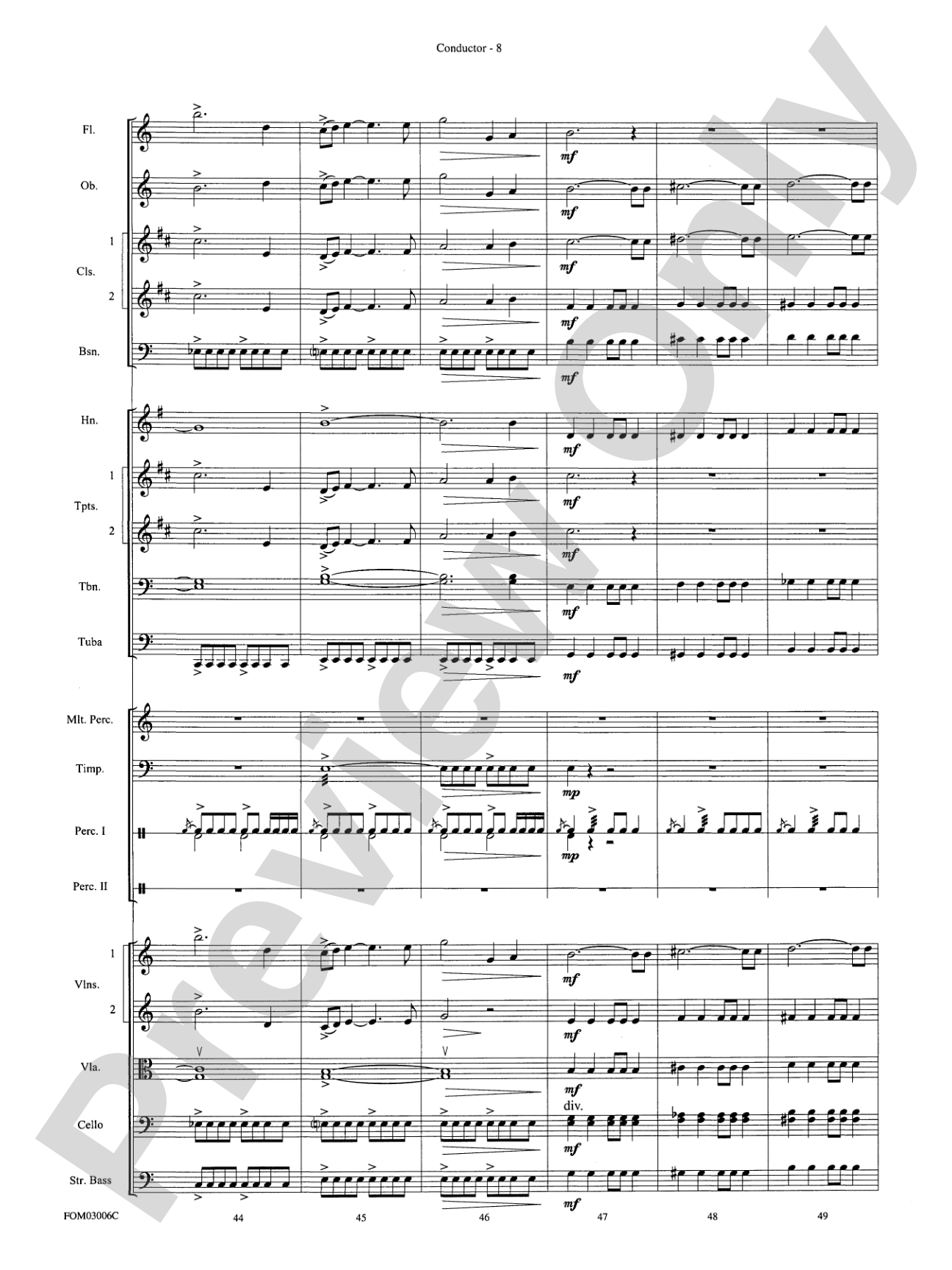 The Lord of the Rings: The Two Towers, Highlights from: Full Orchestra Conductor Score & Parts