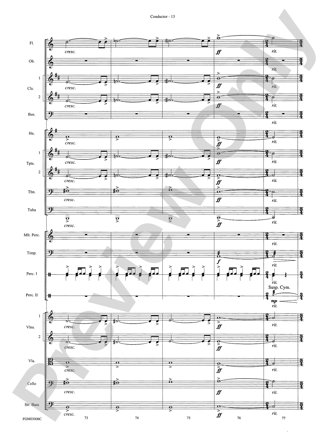 The Lord of the Rings: The Two Towers, Highlights from: Full Orchestra Conductor Score & Parts