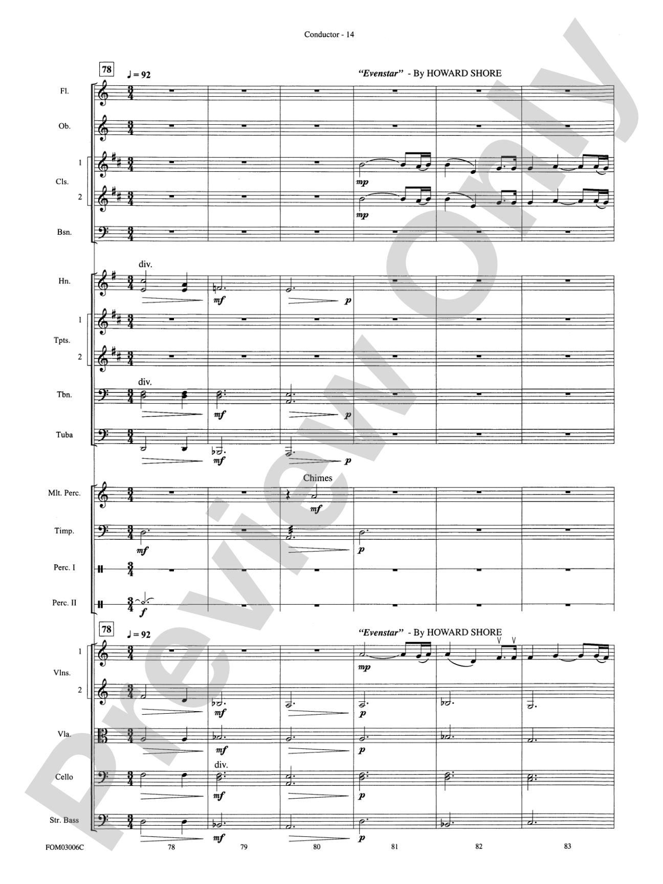 The Lord of the Rings: The Two Towers, Highlights from: Full Orchestra Conductor Score & Parts