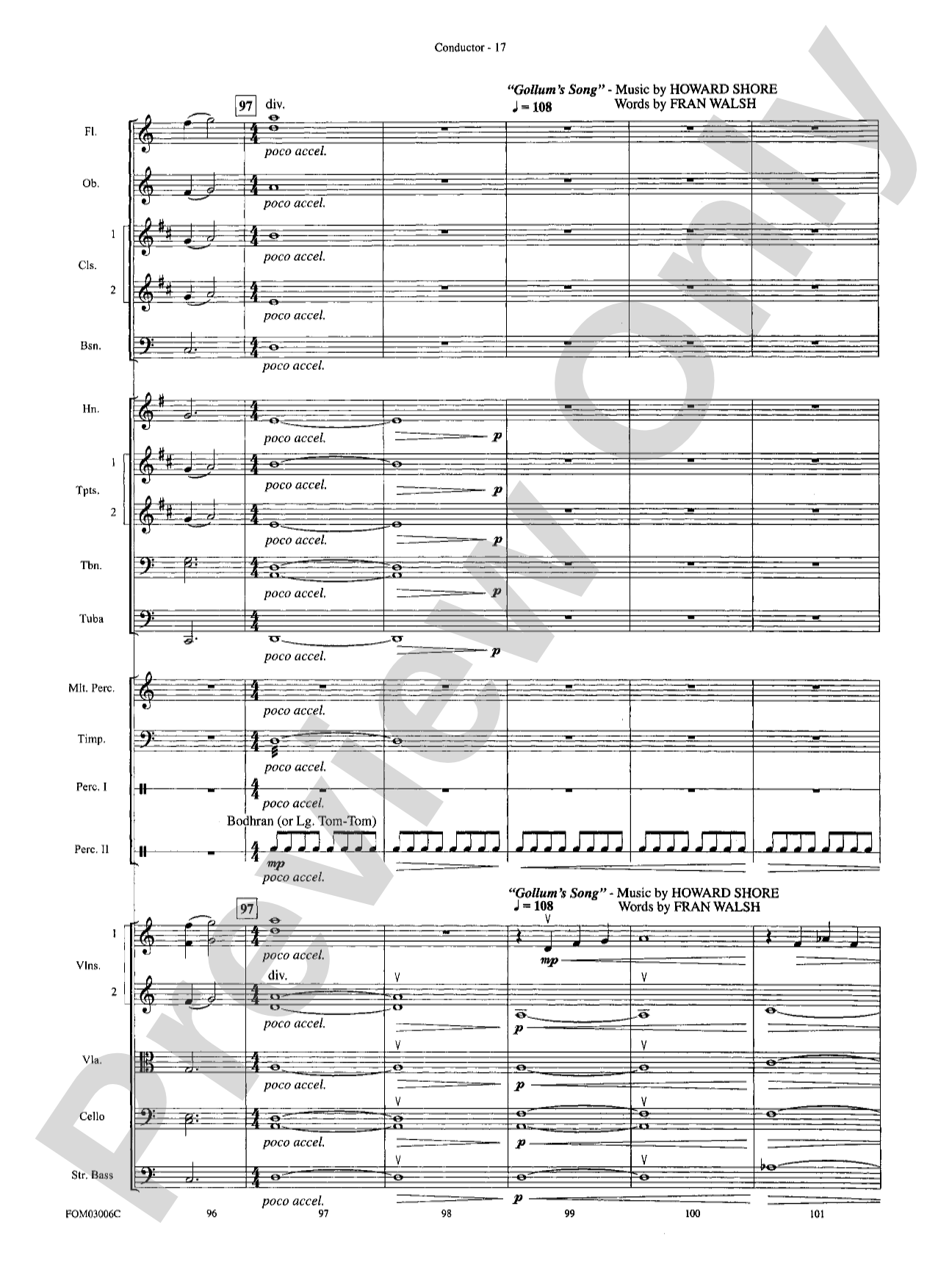 The Lord of the Rings: The Two Towers, Highlights from: Full Orchestra Conductor Score & Parts