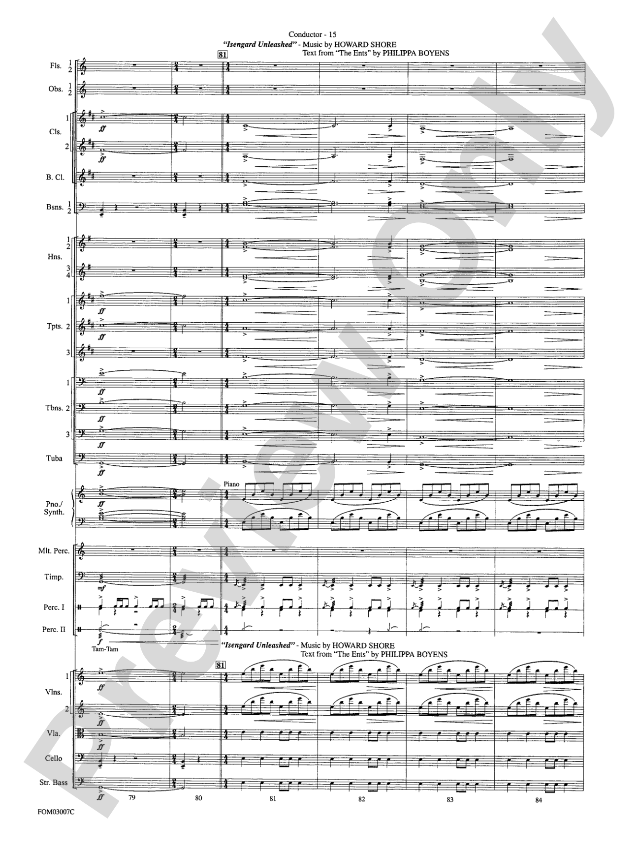 The Lord of the Rings: The Two Towers, Symphonic Suite from: Full Orchestra Conductor Score & Parts