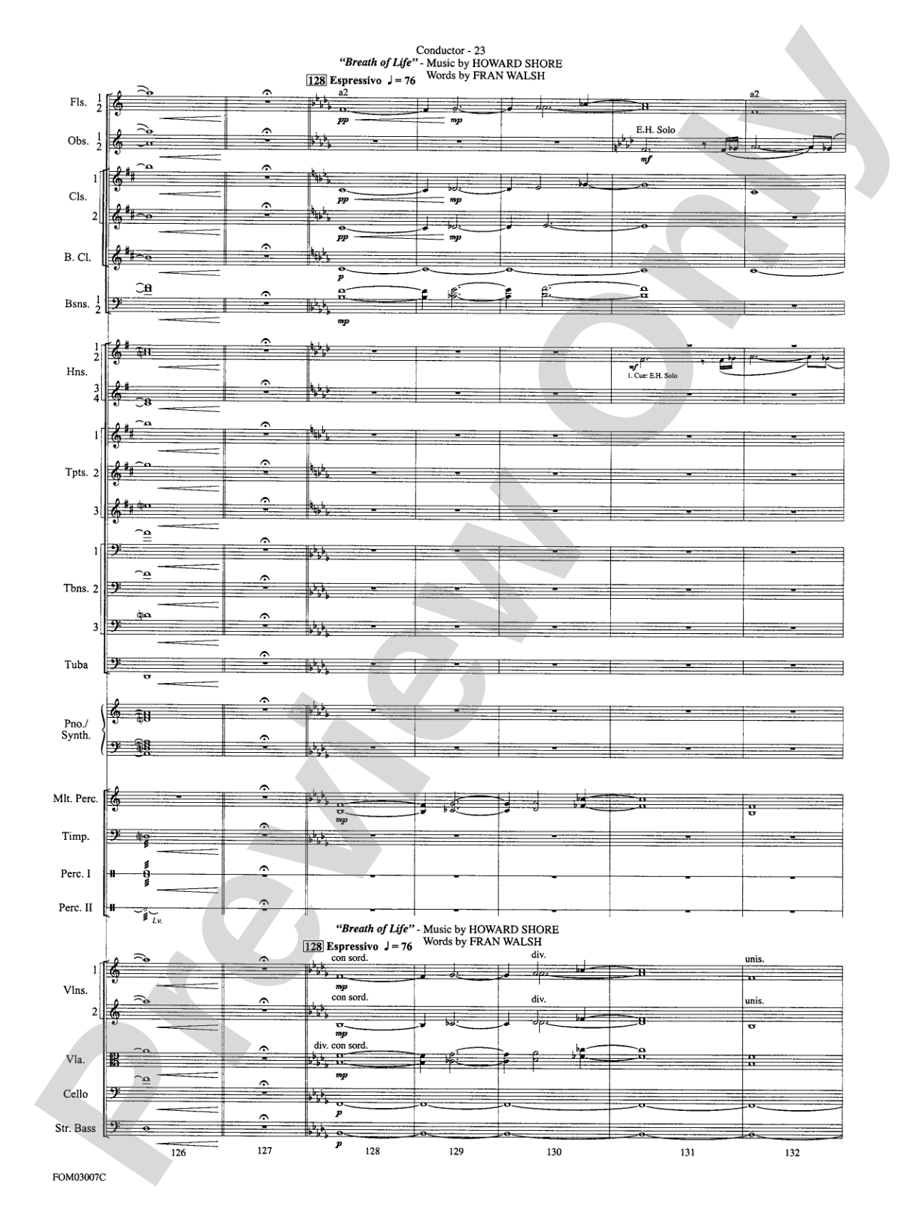 The Lord of the Rings: The Two Towers, Symphonic Suite from: Full Orchestra Conductor Score & Parts