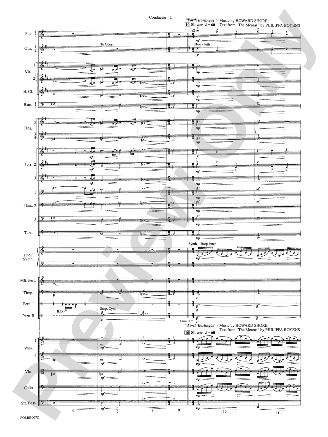 The Lord of the Rings: The Two Towers, Symphonic Suite from: Full Orchestra Conductor Score & Parts