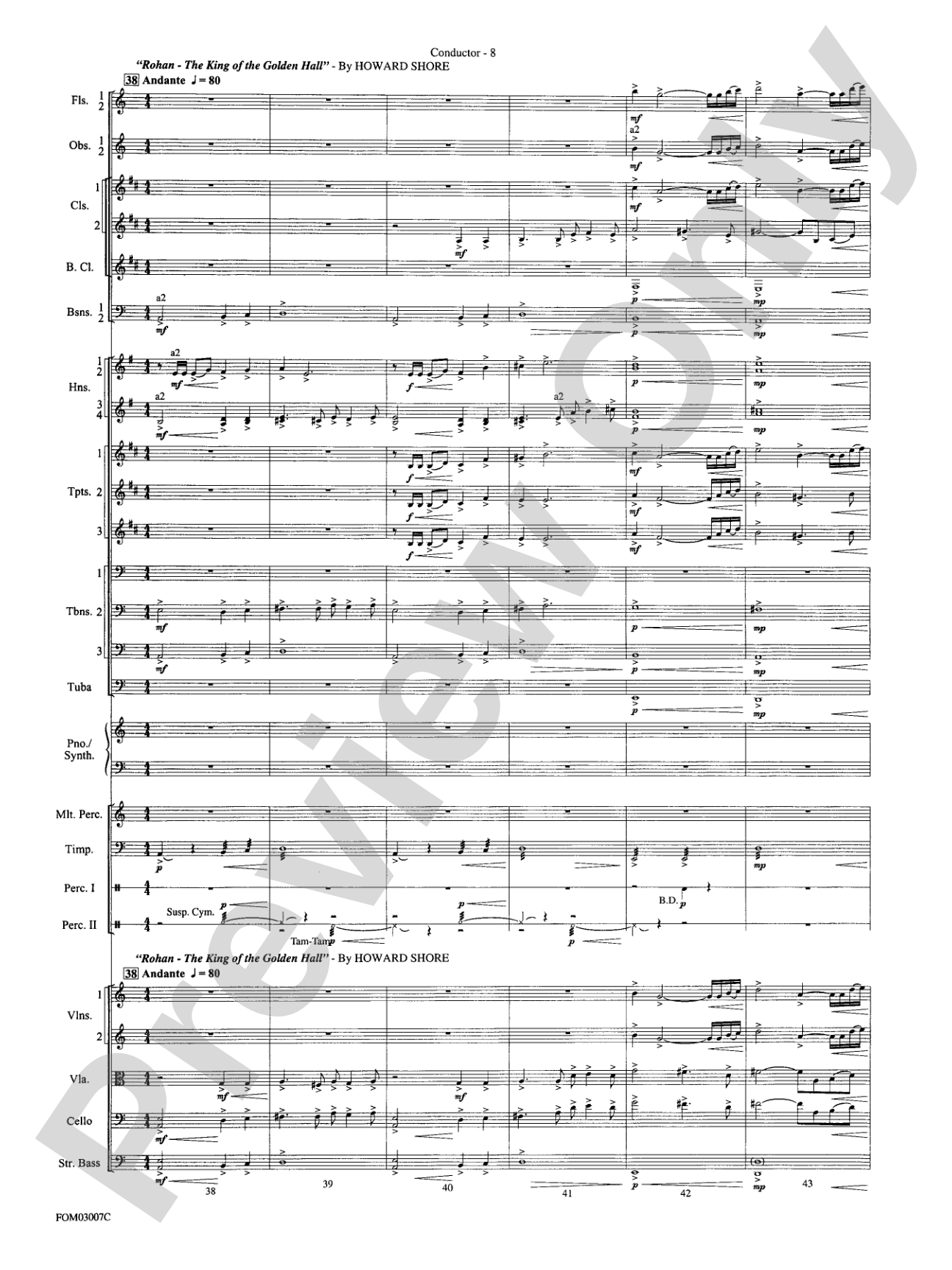 The Lord of the Rings: The Two Towers, Symphonic Suite from: Full Orchestra Conductor Score & Parts