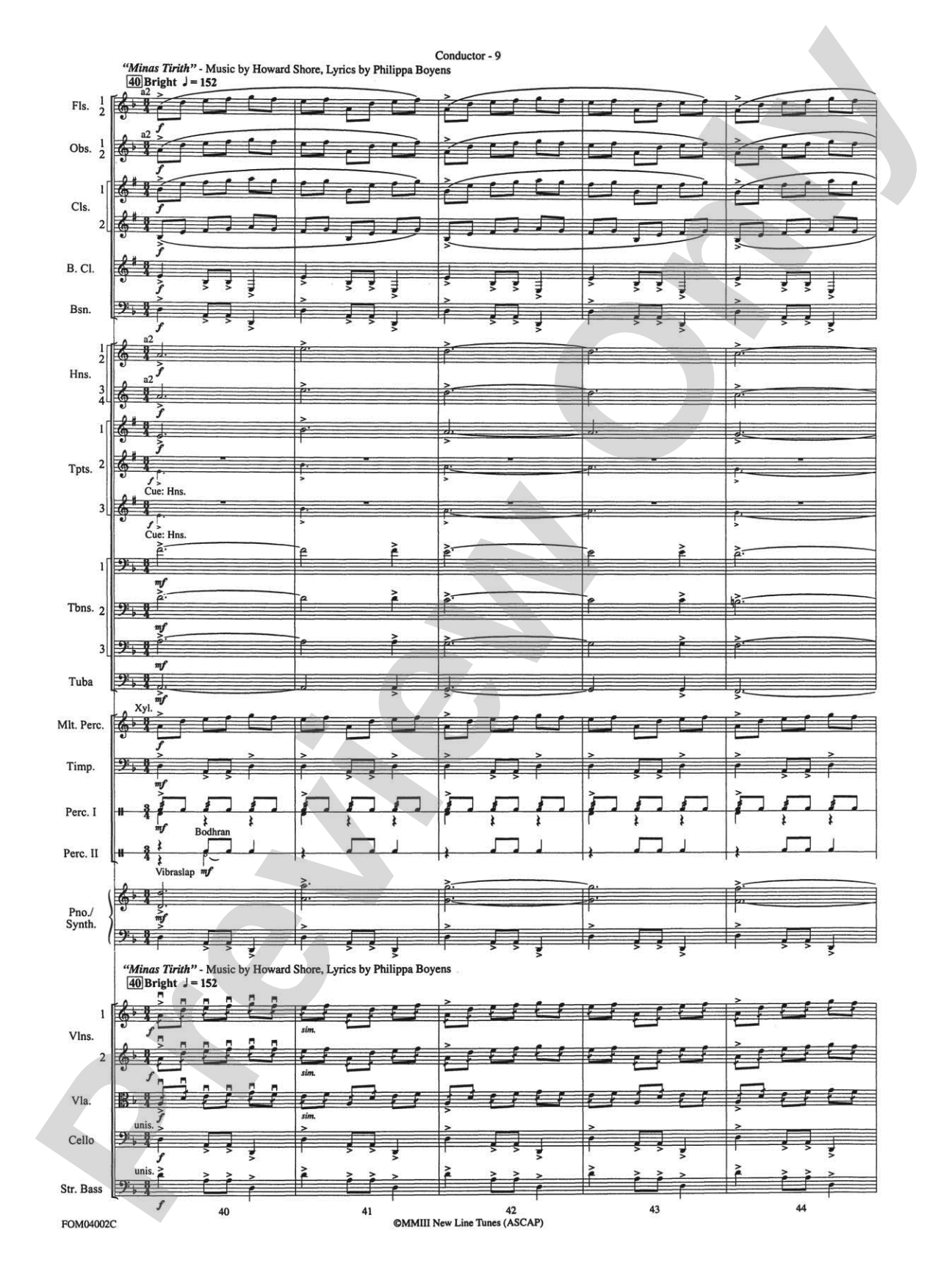 The Lord of the Rings: The Return of the King, Suite from: Full Orchestra Conductor Score & Parts