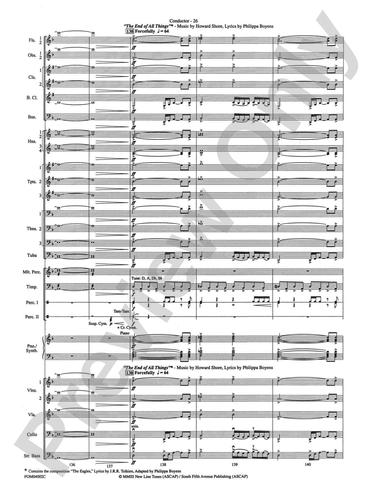 The Lord of the Rings: The Return of the King, Suite from: Full Orchestra Conductor Score & Parts