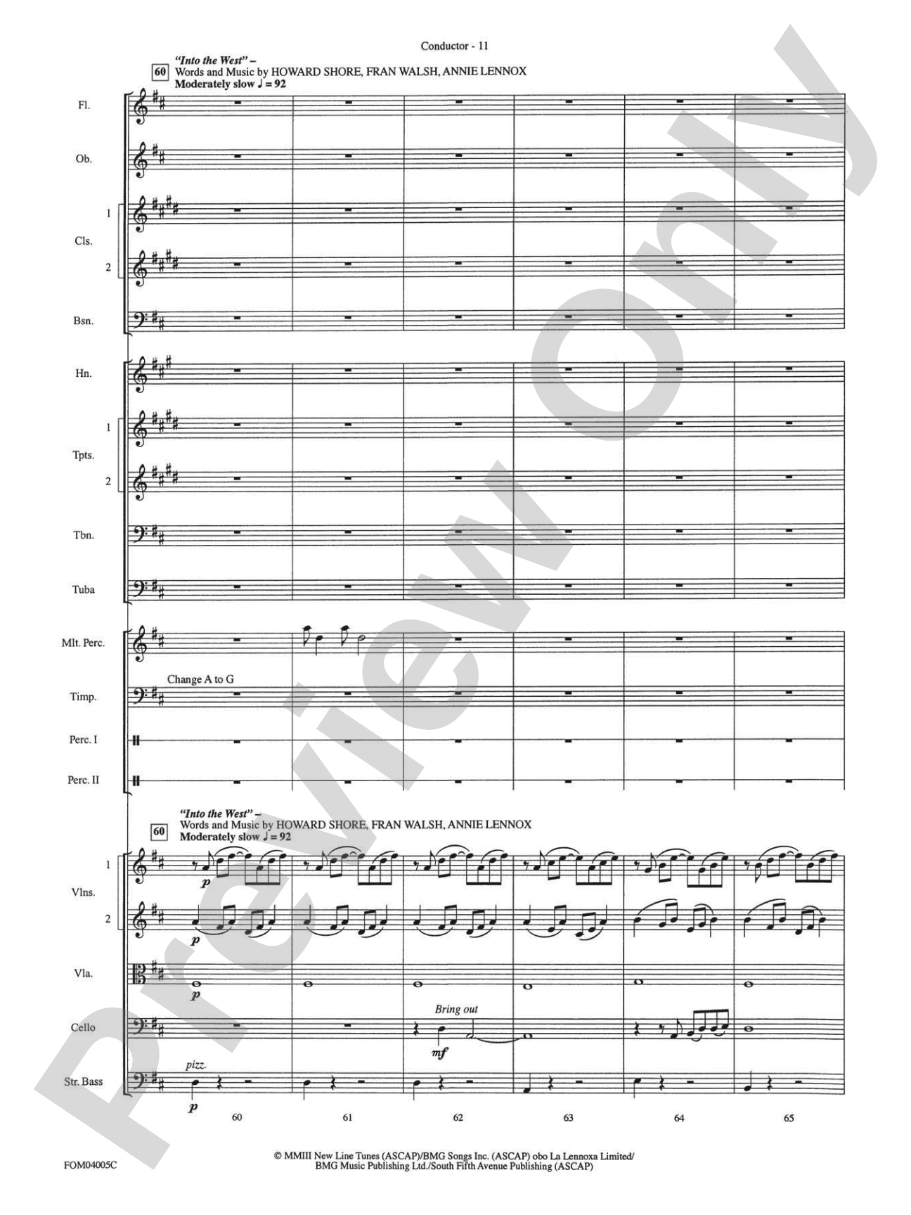 The Lord of the Rings: The Return of the King, Selections from: Full Orchestra Conductor Score & Parts