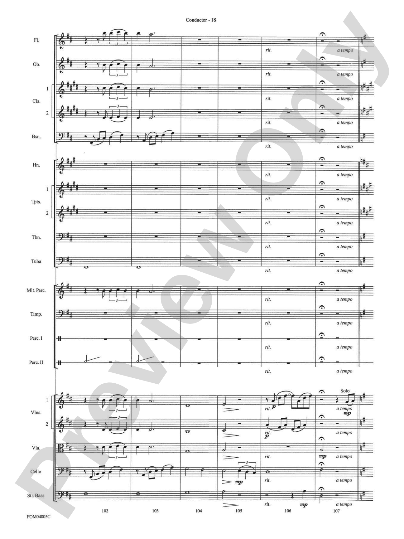 The Lord of the Rings: The Return of the King, Selections from: Full Orchestra Conductor Score & Parts