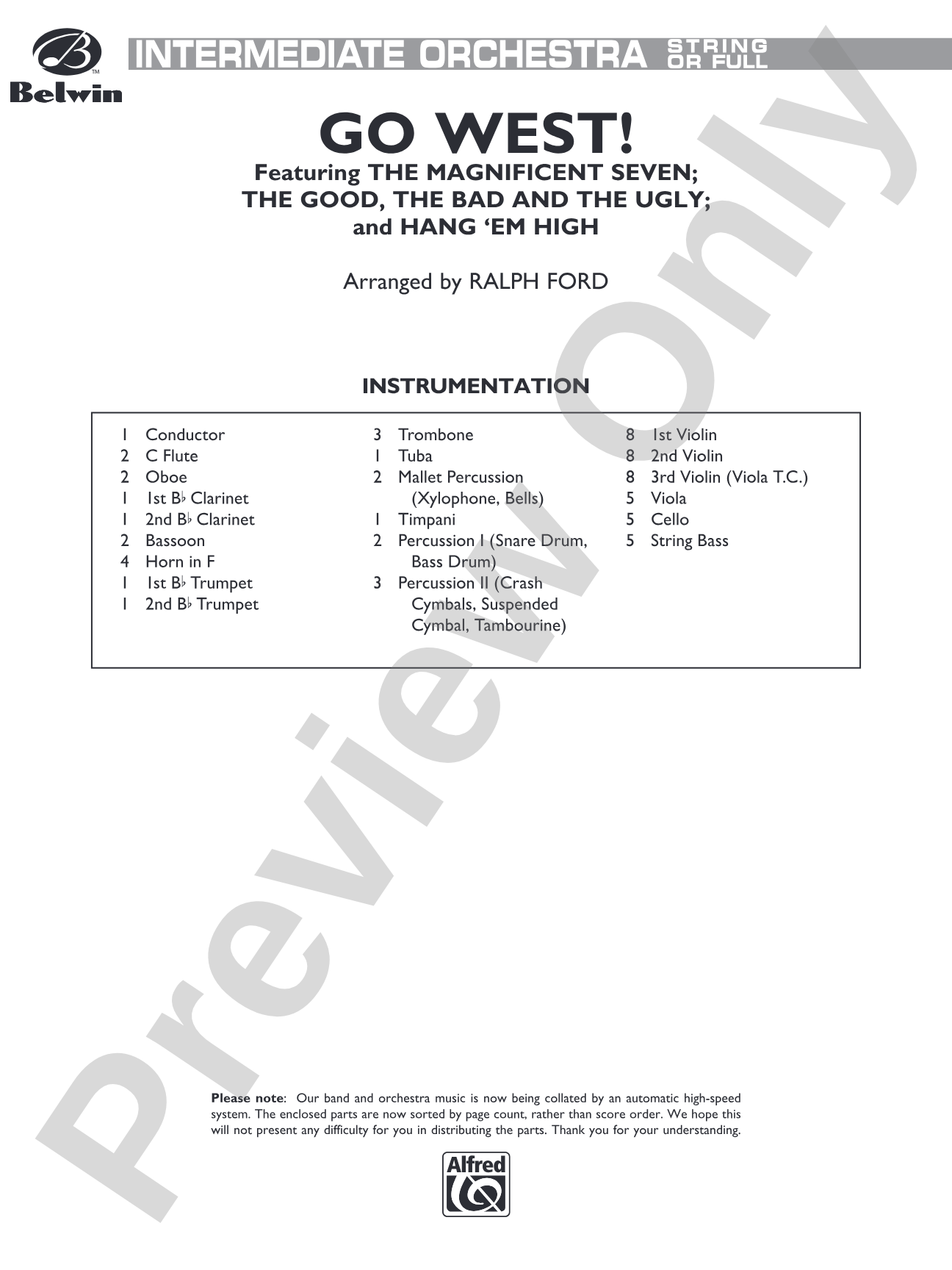 Go West! (Medley): Full Orchestra Conductor Score & Parts