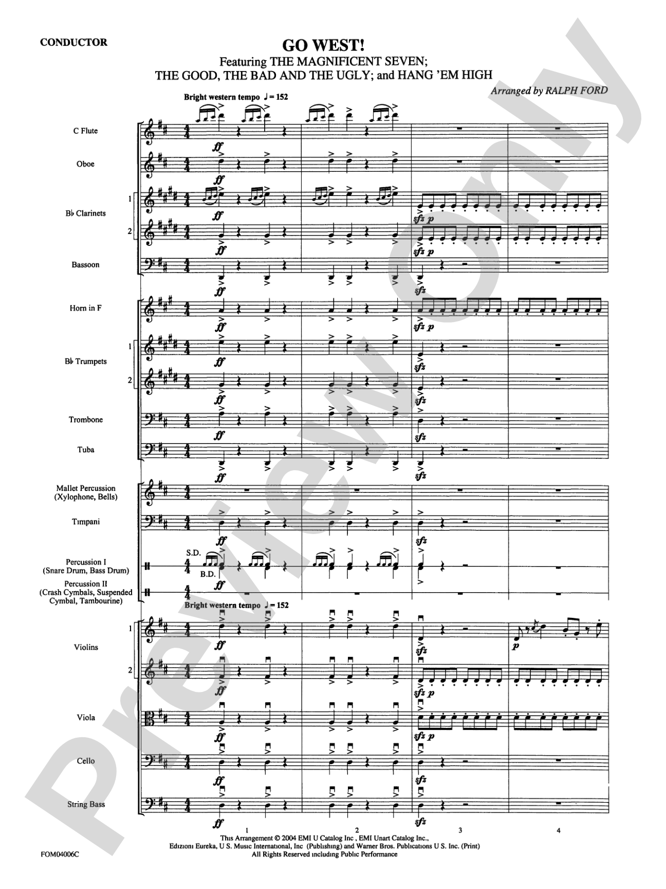 Go West! (Medley): Full Orchestra Conductor Score & Parts
