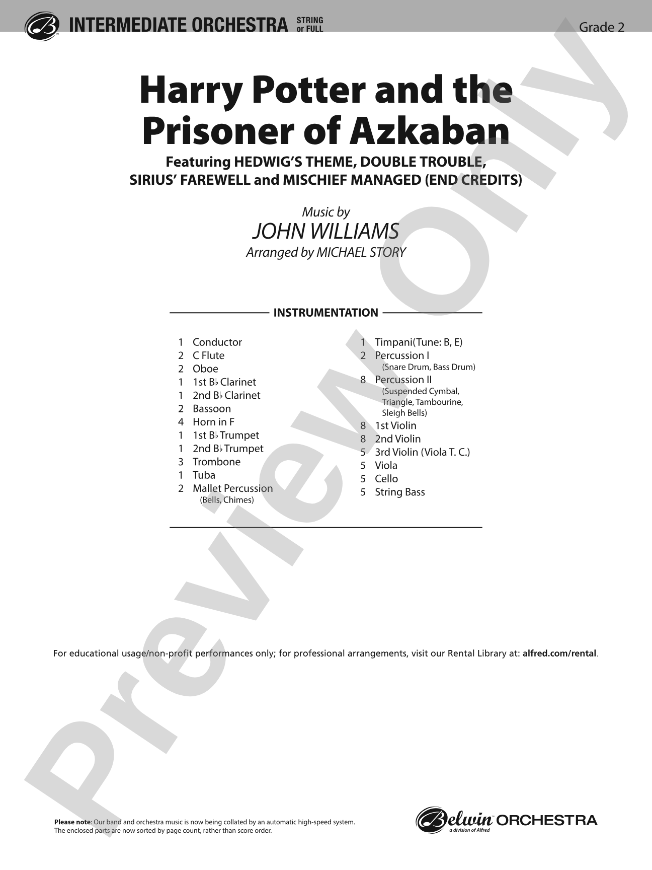 Harry Potter and the Prisoner of Azkaban: Full Orchestra Conductor Score & Parts