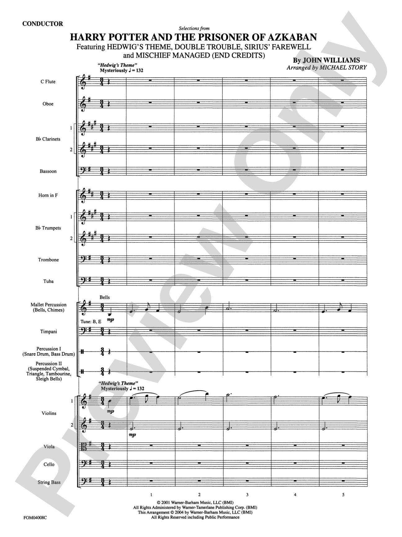 Harry Potter and the Prisoner of Azkaban: Full Orchestra Conductor Score & Parts