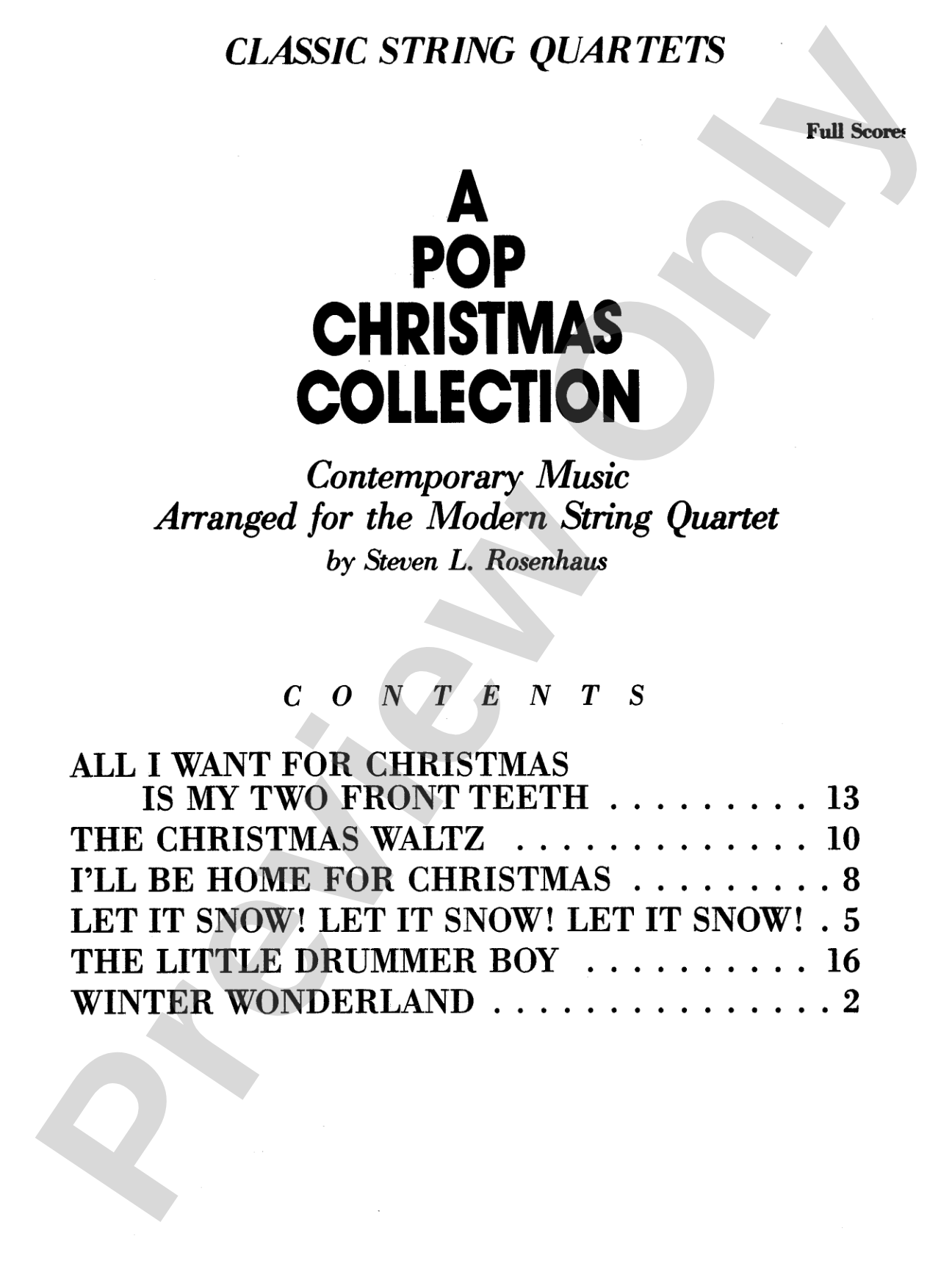 A Pop Christmas Collection: String Quartet Full Score & Parts