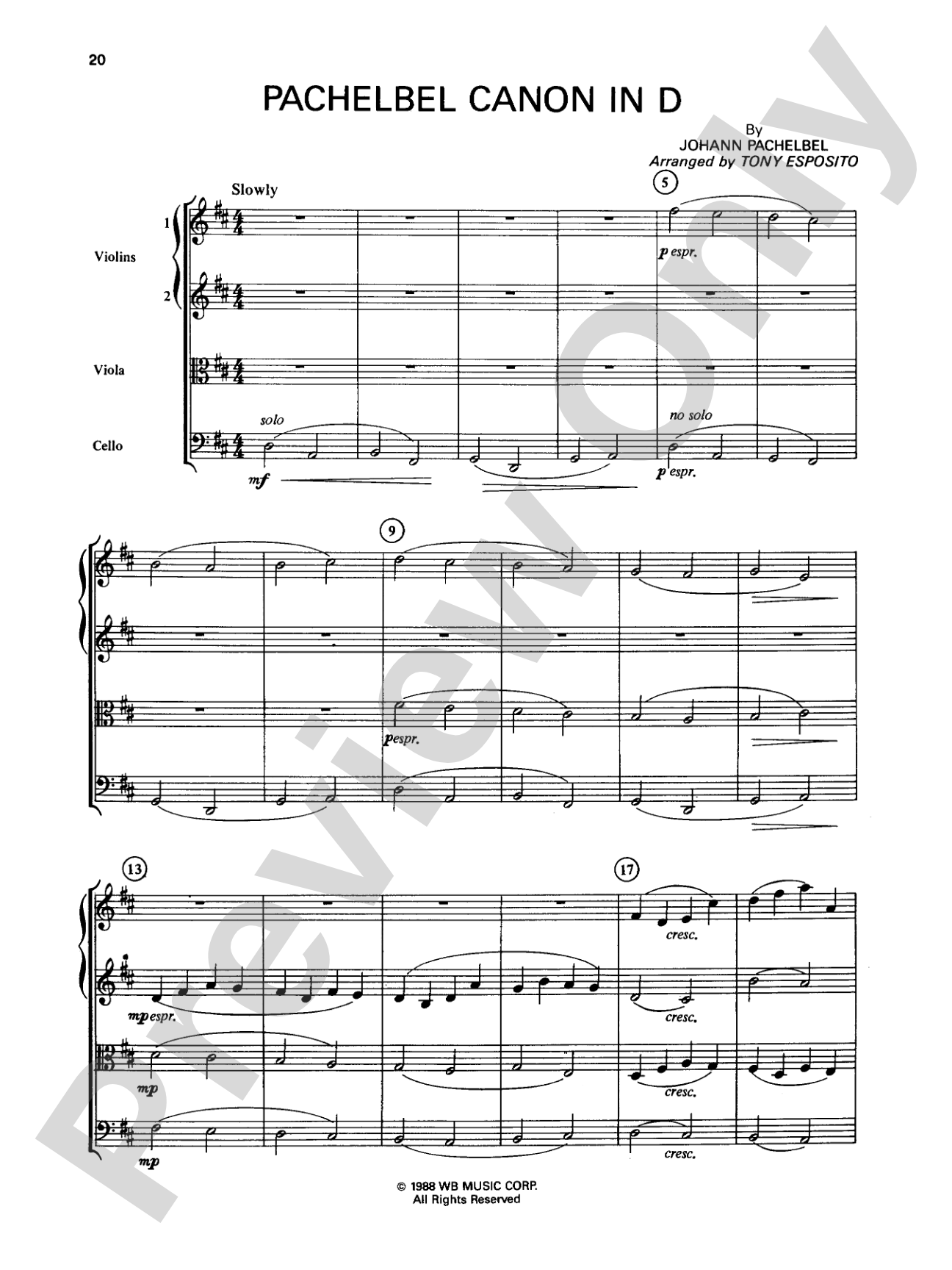 Great Classical Themes: String Quartet Full Score & Parts